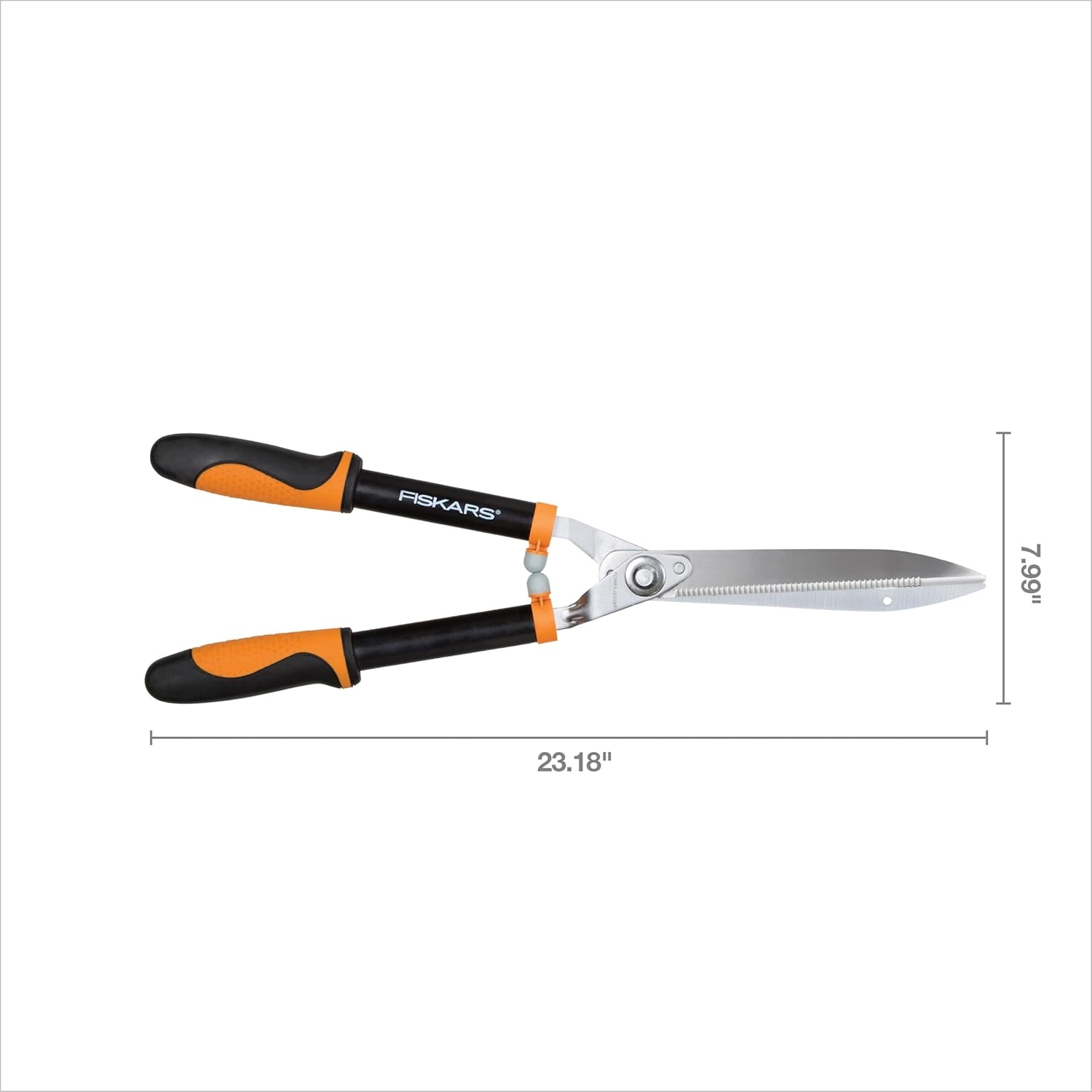 Fiskars DualAction Hedge Shears, 2-in-1 Fast Trimming & PowerCut Hedge Trimmer, Precision-Ground Steel Blades for Clean Cuts, Shock-Absorbing Bumpers & SoftGrip Handles for Comfort(23″ Power-Lever)