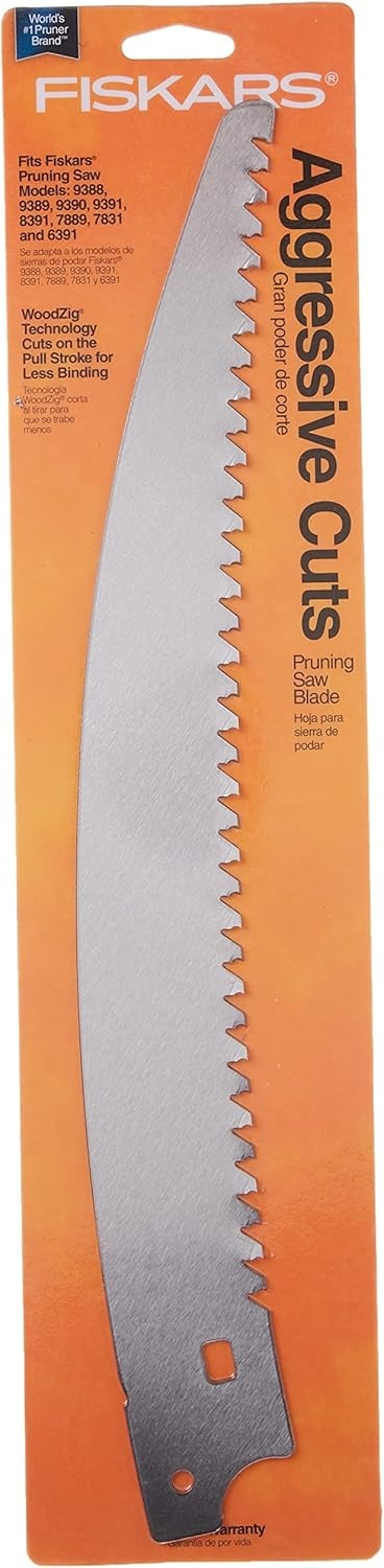 Fiskars 15-Inch Replacement Saw Blade for Pruning, High-Speed Steel WoodZig Blade for Lightweight Extendable Tree Pruner, Fits Fiskars pruner models 6391, 9388, 9390, 7889, 7831, and 8391