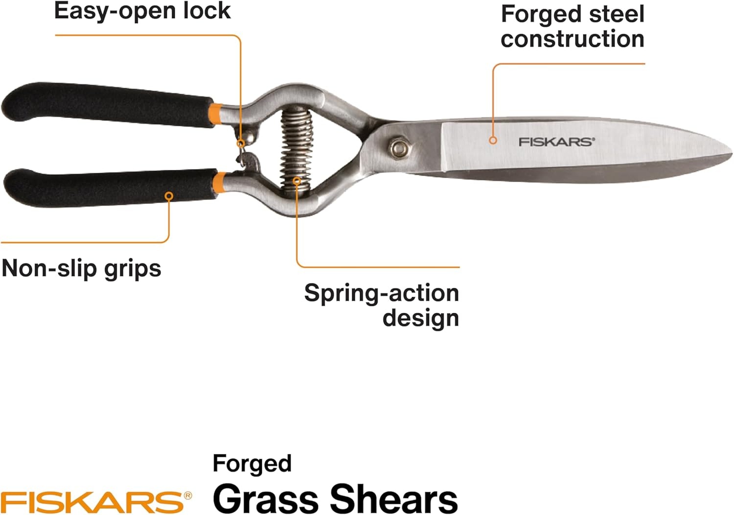 Fiskars 392230-1004 Forged Grass Shears, Black