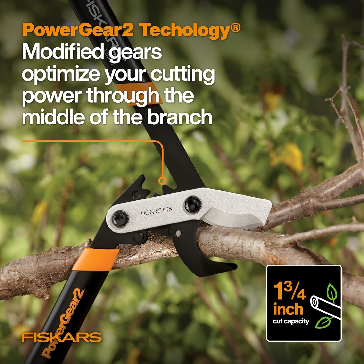 Fiskars 32-Inch Loppers for Tree Trimming, Heavy Duty, Low-Friction Sharp Steel Blade, Branch Cutter up to 2-Inch Diameter Cut Capacity, PowerGear2 Technology that Multiplies Power for Less Effort(25 in)