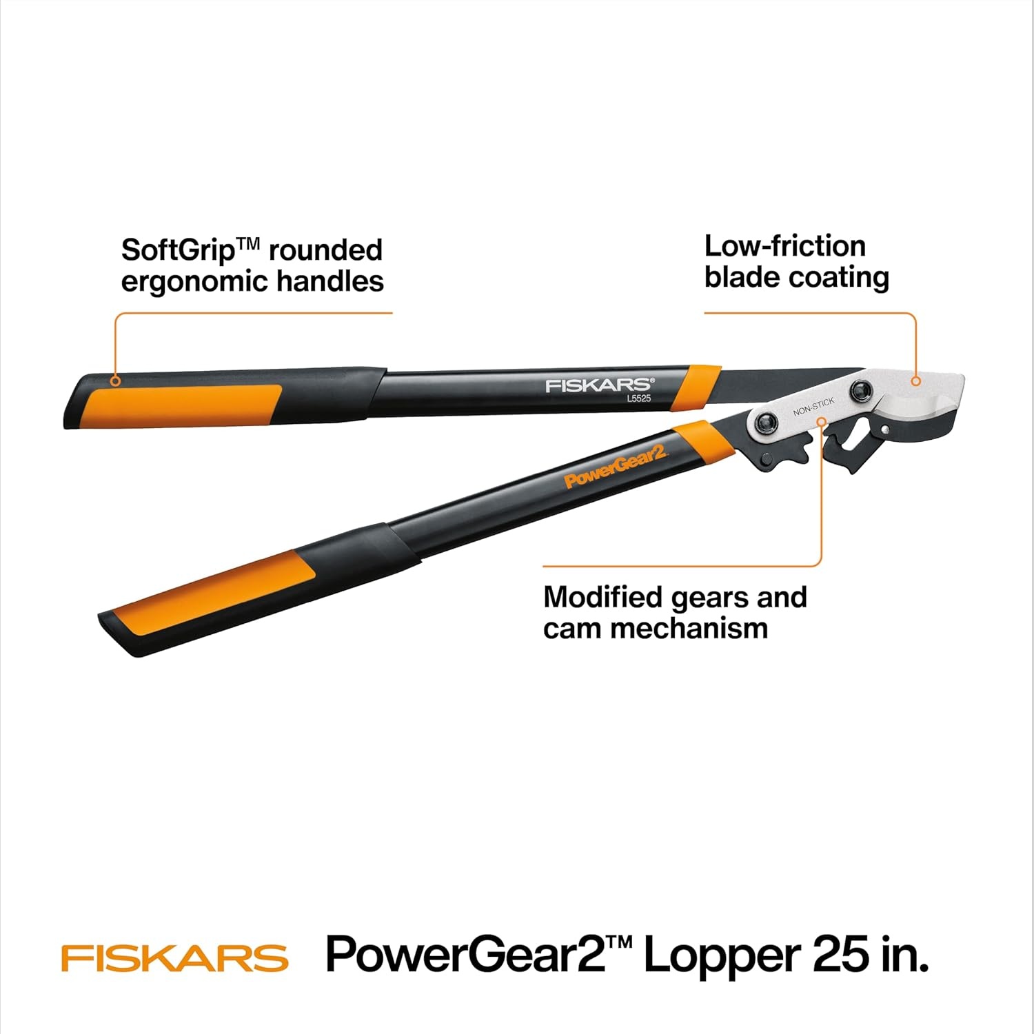 Fiskars 32-Inch Loppers for Tree Trimming, Heavy Duty, Low-Friction Sharp Steel Blade, Branch Cutter up to 2-Inch Diameter Cut Capacity, PowerGear2 Technology that Multiplies Power for Less Effort(25 in)