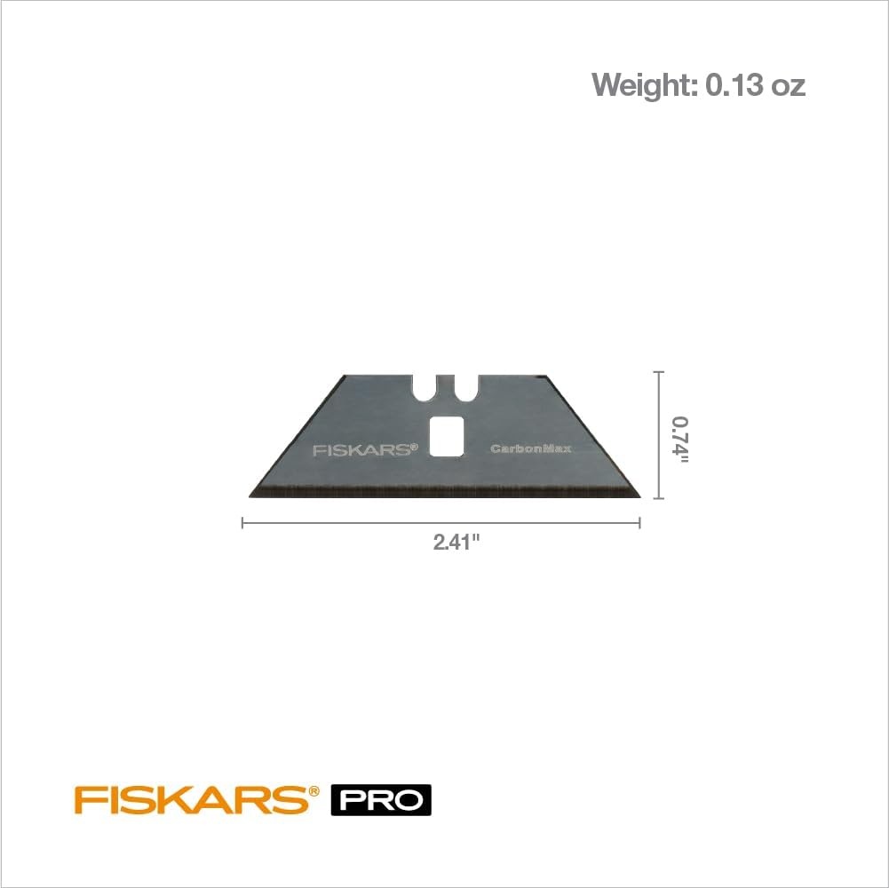 Fiskars 771020-1001 Pro Utility Knife Replacement Blades, 10 Pack, Silver 10 Count(10-Pack w/Storage)