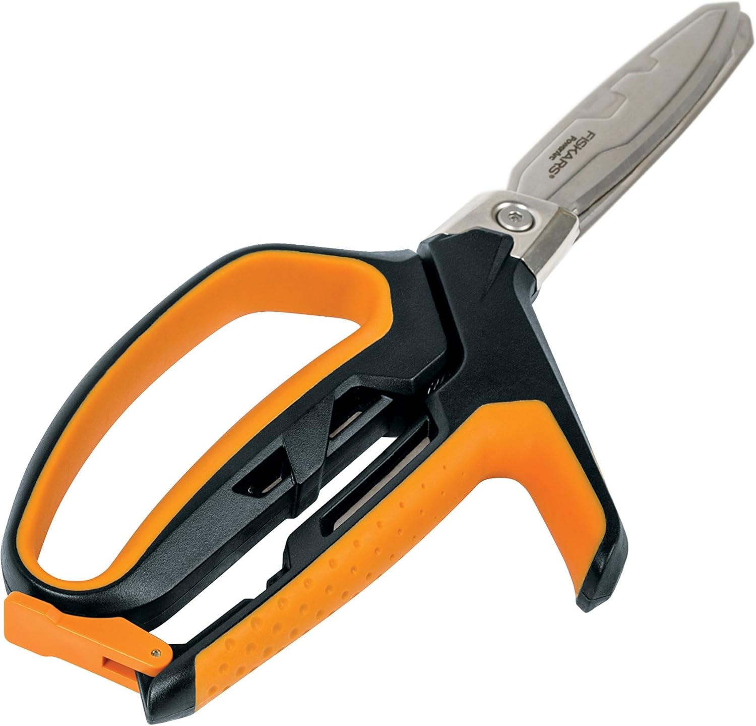Fiskars PowerArc Easy Action Shears, Heavy Duty Scissors, Curved Stainless Steel Blades & SoftGrip Ergonomic Handle, 10, Orange/Gray(PowerArc Shears 10 in.)