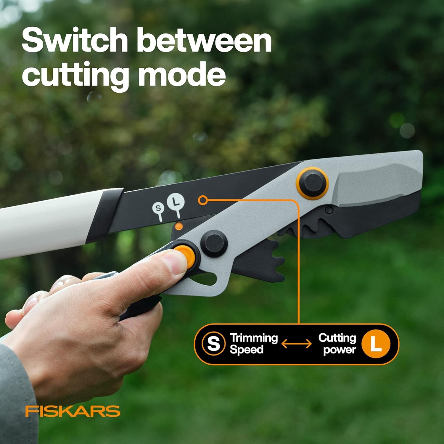 Fiskars DualAction Lopper, 2-in-1 Lopper with Dual Cutting Modes, S Mode for Precise Snips for Stems, L Mode for Power Through Branches, Low Friction Steel Blade, 2″ Cutting Capacity(32″ 2-in-1 Bypass)