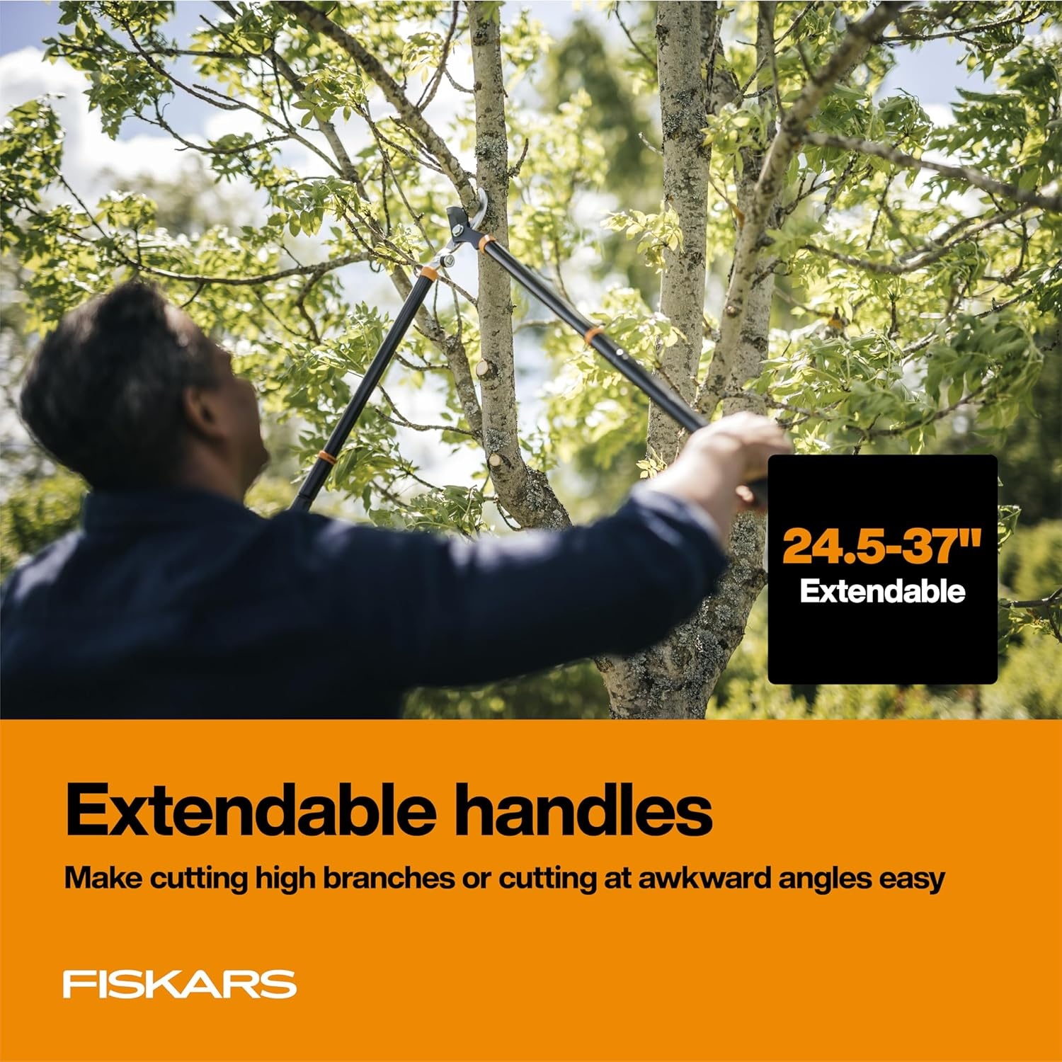 Fiskars DualAction Lopper, 2-in-1 Lopper with Dual Cutting Modes, S Mode for Precise Snips for Stems, L Mode for Power Through Branches, Low Friction Steel Blade, 2″ Cutting Capacity(25-37″ Extendable Bypass)