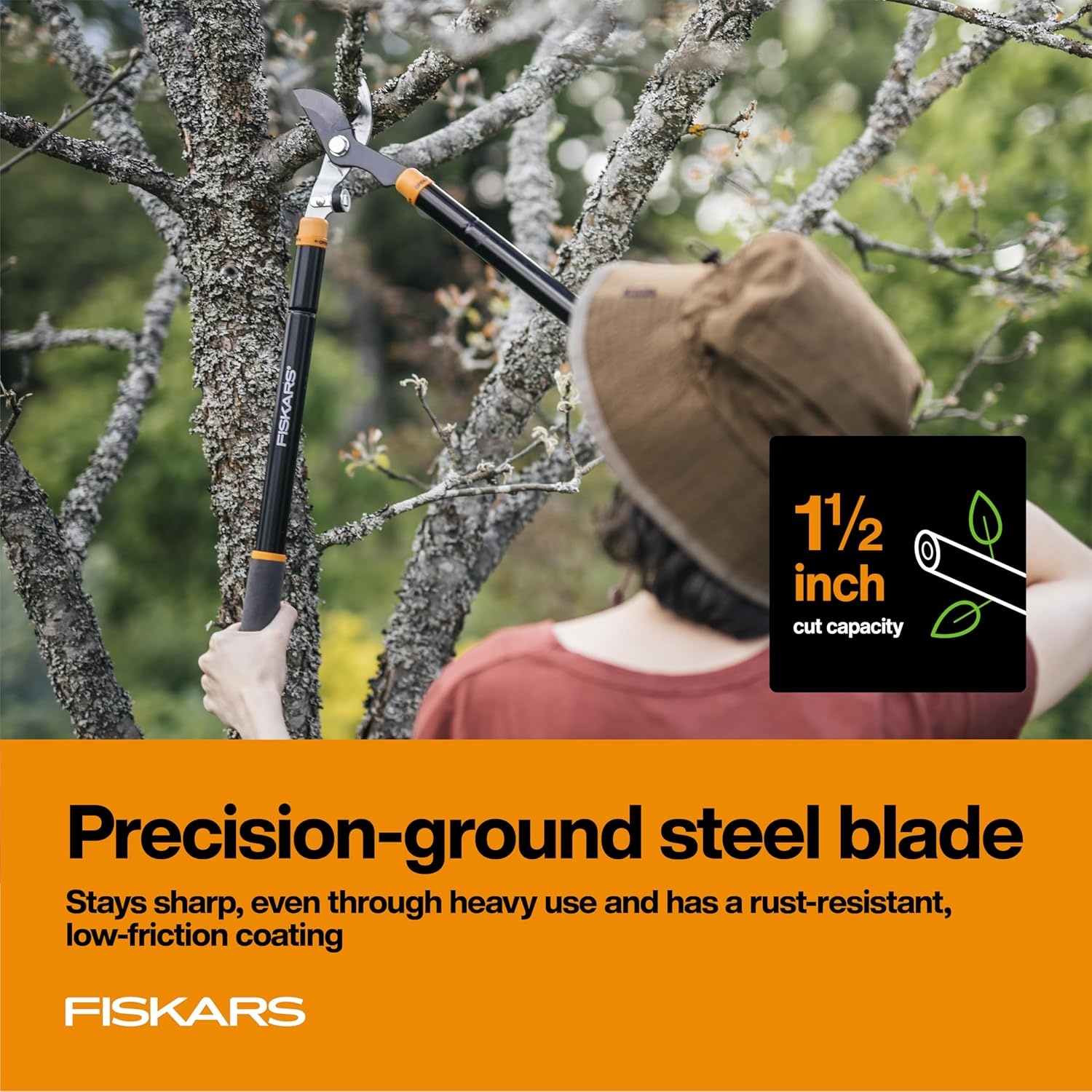 Fiskars DualAction Lopper, 2-in-1 Lopper with Dual Cutting Modes, S Mode for Precise Snips for Stems, L Mode for Power Through Branches, Low Friction Steel Blade, 2″ Cutting Capacity(25-37″ Extendable Bypass)