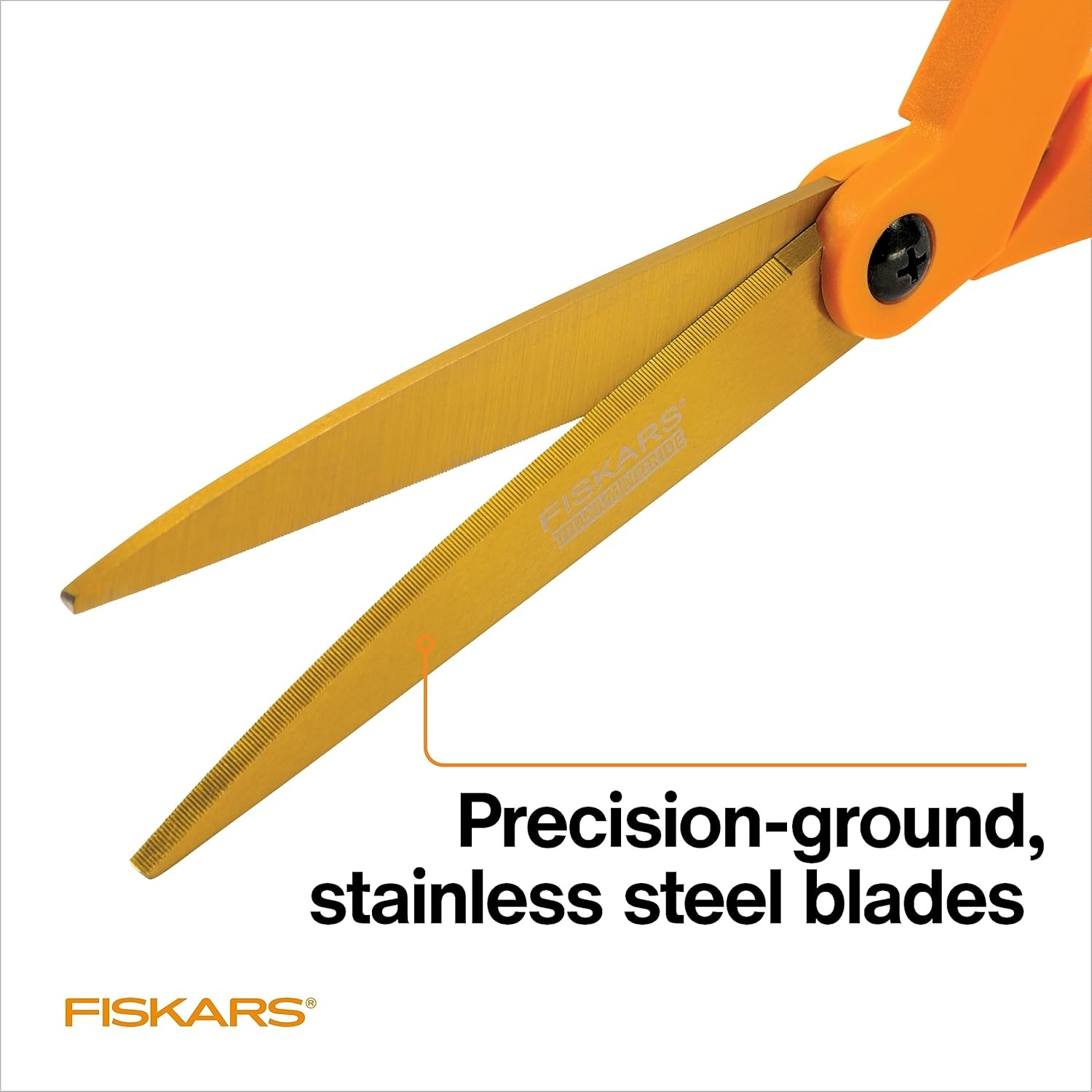 Fiskars Titanium Shop Shears, Stainless Steel Precision-ground Scissors for All Purposes, Yard and Garden Tool, 9 in, Orange