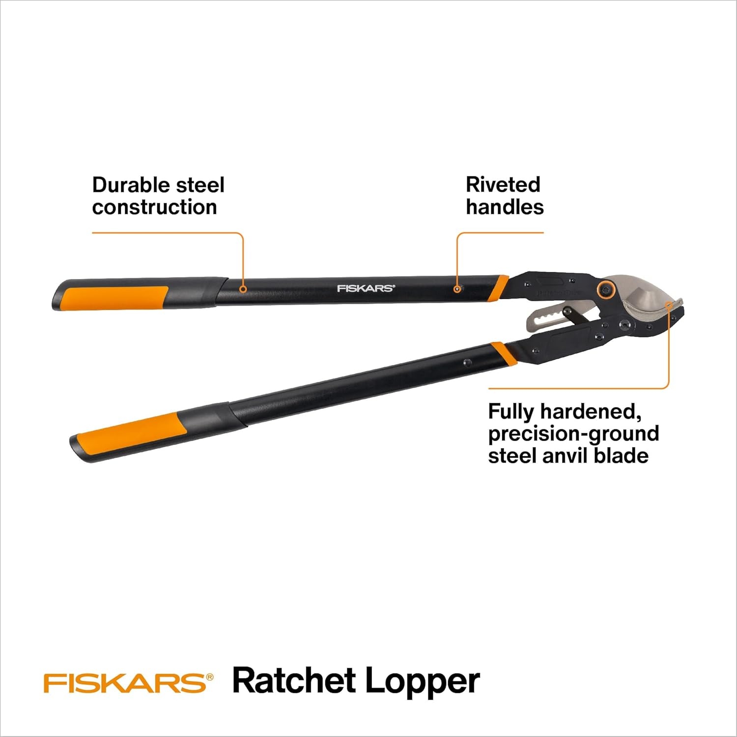 Fiskars DualAction Lopper, 2-in-1 Lopper with Dual Cutting Modes, S Mode for Precise Snips for Stems, L Mode for Power Through Branches, Low Friction Steel Blade, 2″ Cutting Capacity(32″ Ratchet Anvil)