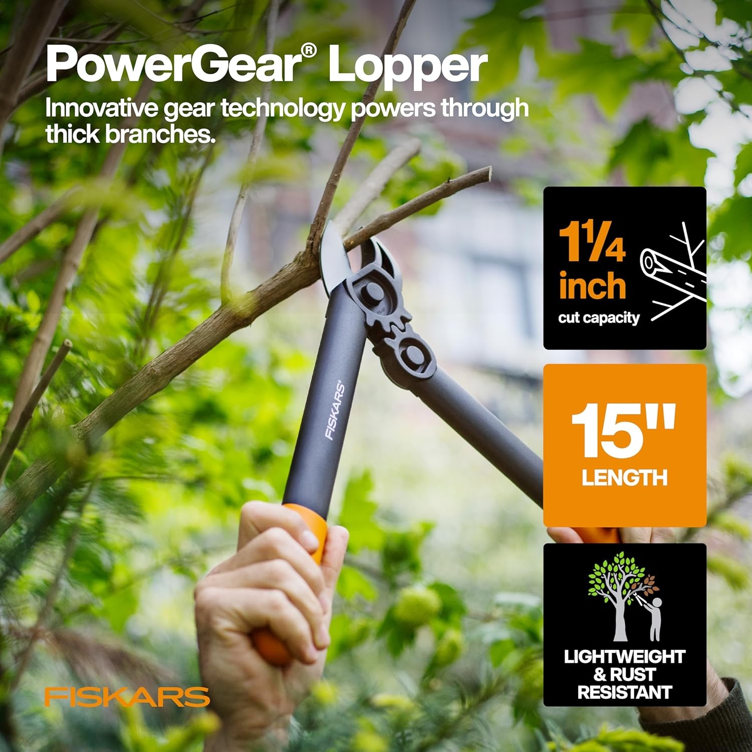 Fiskars DualAction Lopper, 2-in-1 Lopper with Dual Cutting Modes, S Mode for Precise Snips for Stems, L Mode for Power Through Branches, Low Friction Steel Blade, 2″ Cutting Capacity(Home Tool Gift Set)