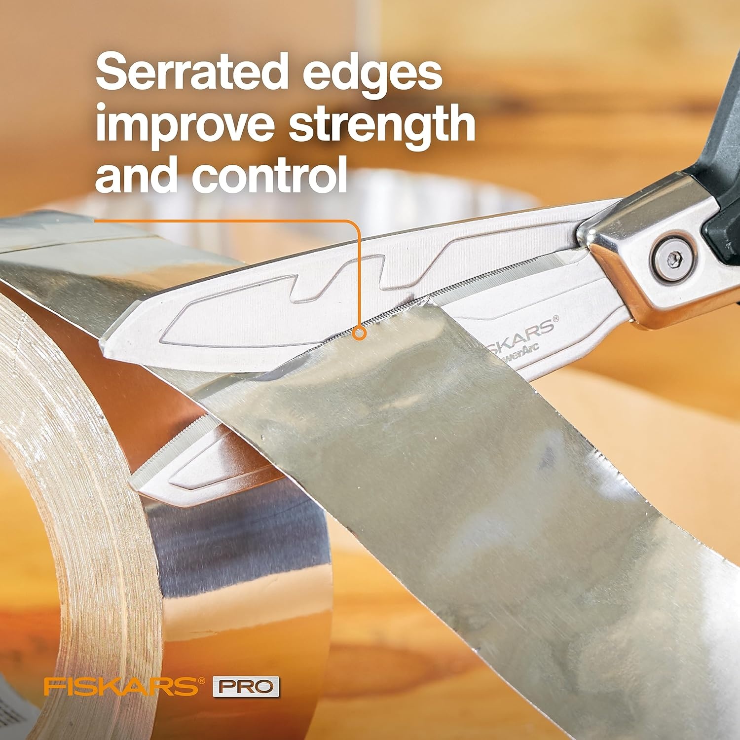 Fiskars PowerArc Easy Action Shears, Heavy Duty Scissors, Curved Stainless Steel Blades & SoftGrip Ergonomic Handle, 10, Orange/Gray(Heavy Duty 10 in.)