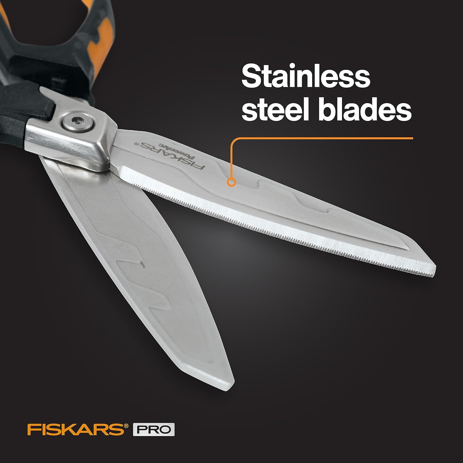 Fiskars PowerArc Easy Action Shears, Heavy Duty Scissors, Curved Stainless Steel Blades & SoftGrip Ergonomic Handle, 10, Orange/Gray(Heavy Duty 10 in.)
