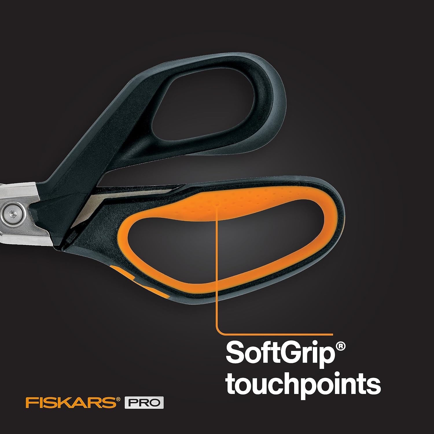Fiskars PowerArc Easy Action Shears, Heavy Duty Scissors, Curved Stainless Steel Blades & SoftGrip Ergonomic Handle, 10, Orange/Gray(Serrated 8 in.)