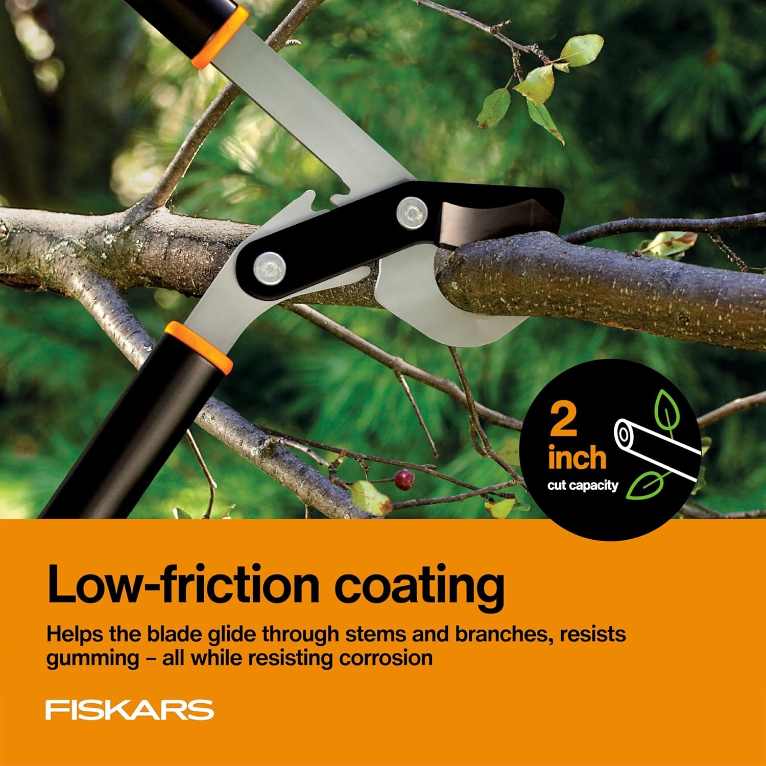Fiskars DualAction Lopper, 2-in-1 Lopper with Dual Cutting Modes, S Mode for Precise Snips for Stems, L Mode for Power Through Branches, Low Friction Steel Blade, 2″ Cutting Capacity(32″ PowerGear Bypass)
