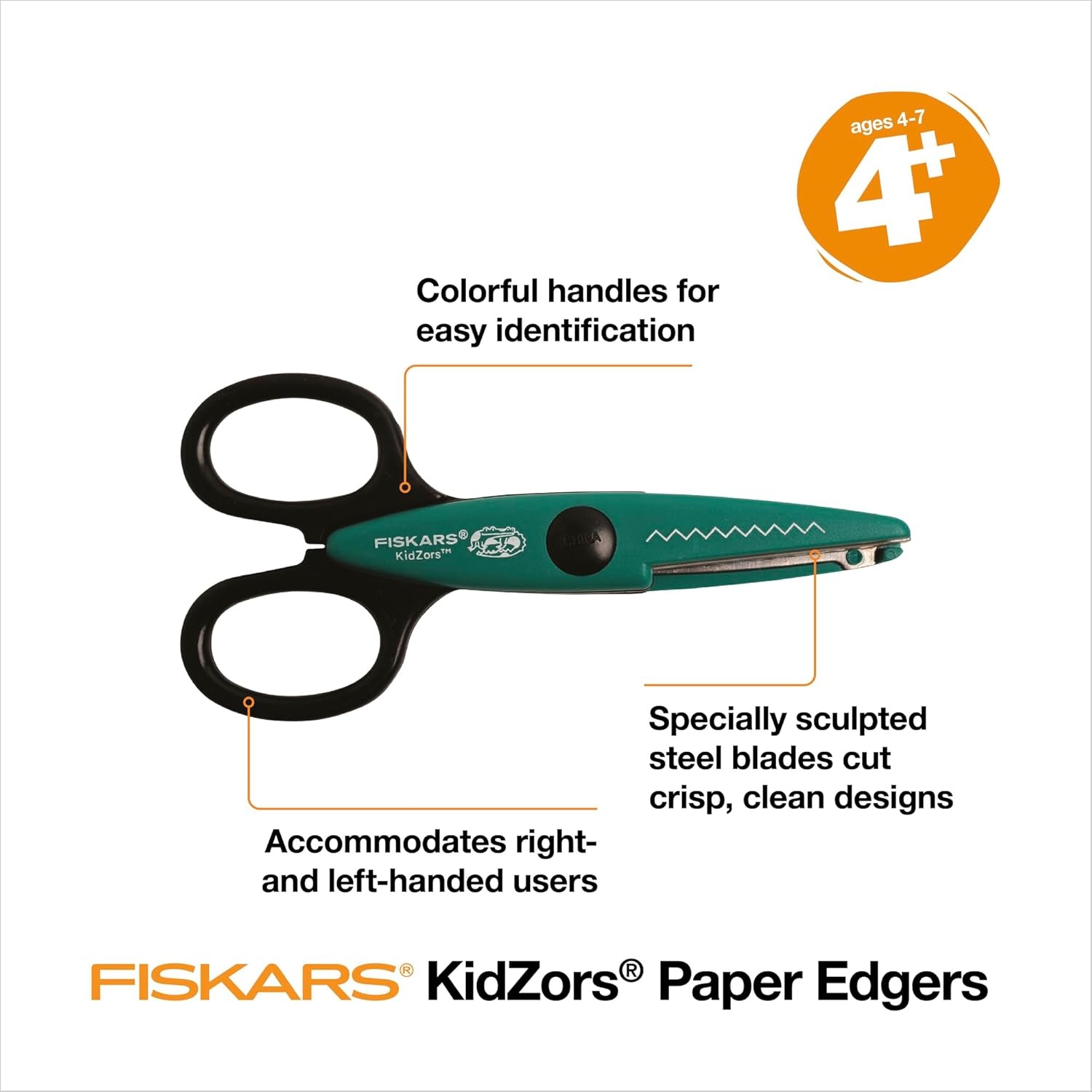 Fiskars Kidzors Paper Edgers Scissors – Decorative Scissors for Paper, Cardstock, & Crafts, For Crafting and School Supplies, 5 inches, 3 Pack(Swamp Anima)