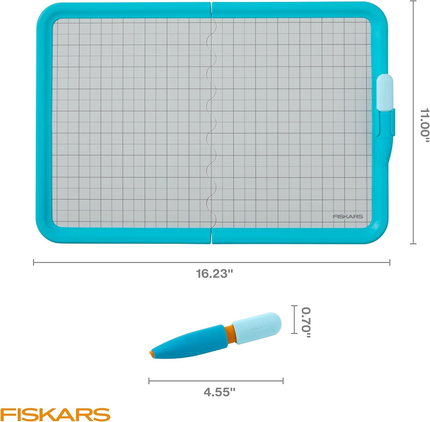 Fiskars Kids Cardboard Creator – Safer Cardboard Cutting Tool with Ergonomic SoftGrip Handle, For Craft and School Supplies, 5 inches(Cutting Pen & Mat)