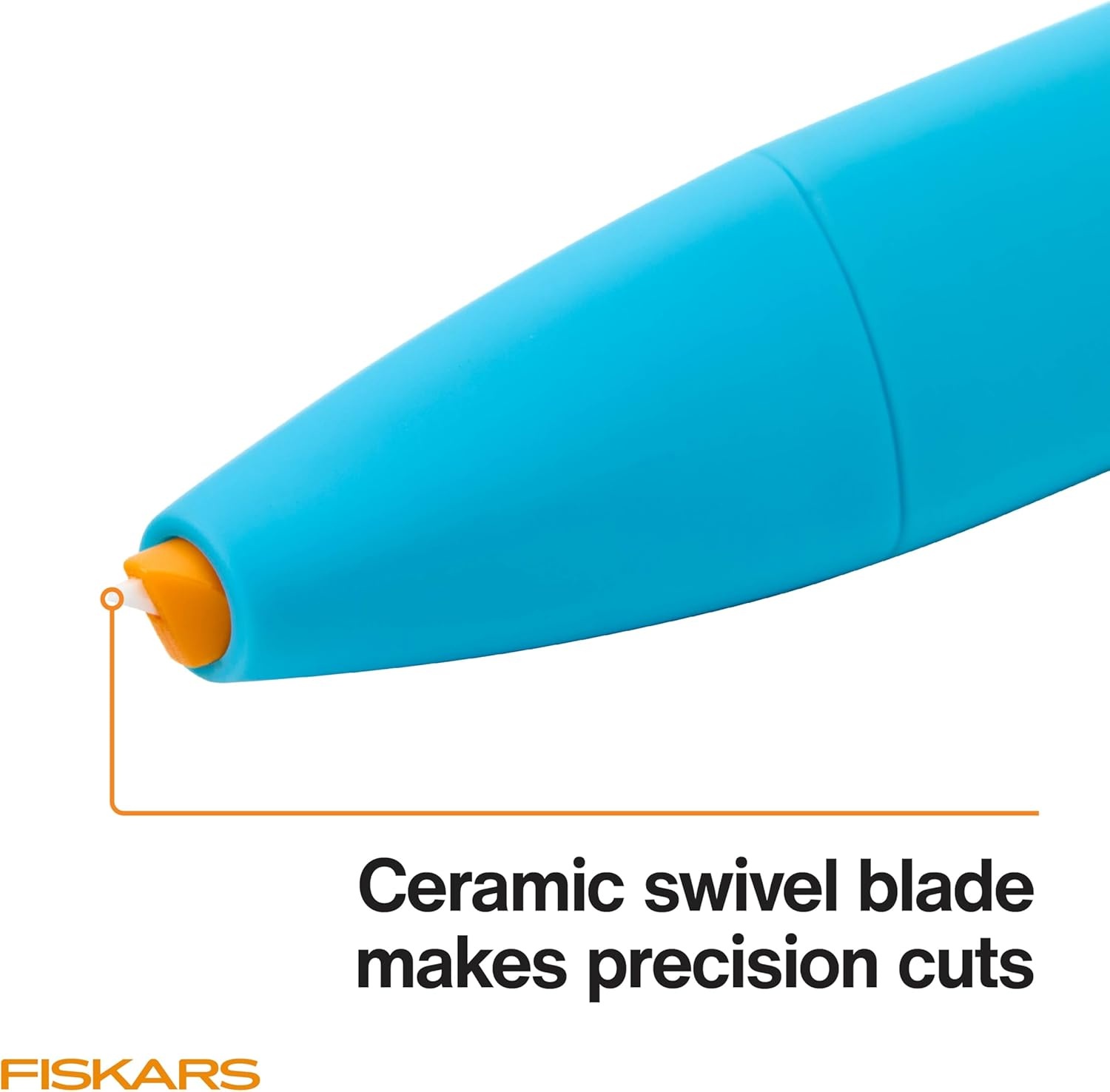 Fiskars Kids Cardboard Creator – Safer Cardboard Cutting Tool with Ergonomic SoftGrip Handle, For Craft and School Supplies, 5 inches(Cutting Pen & Mat)