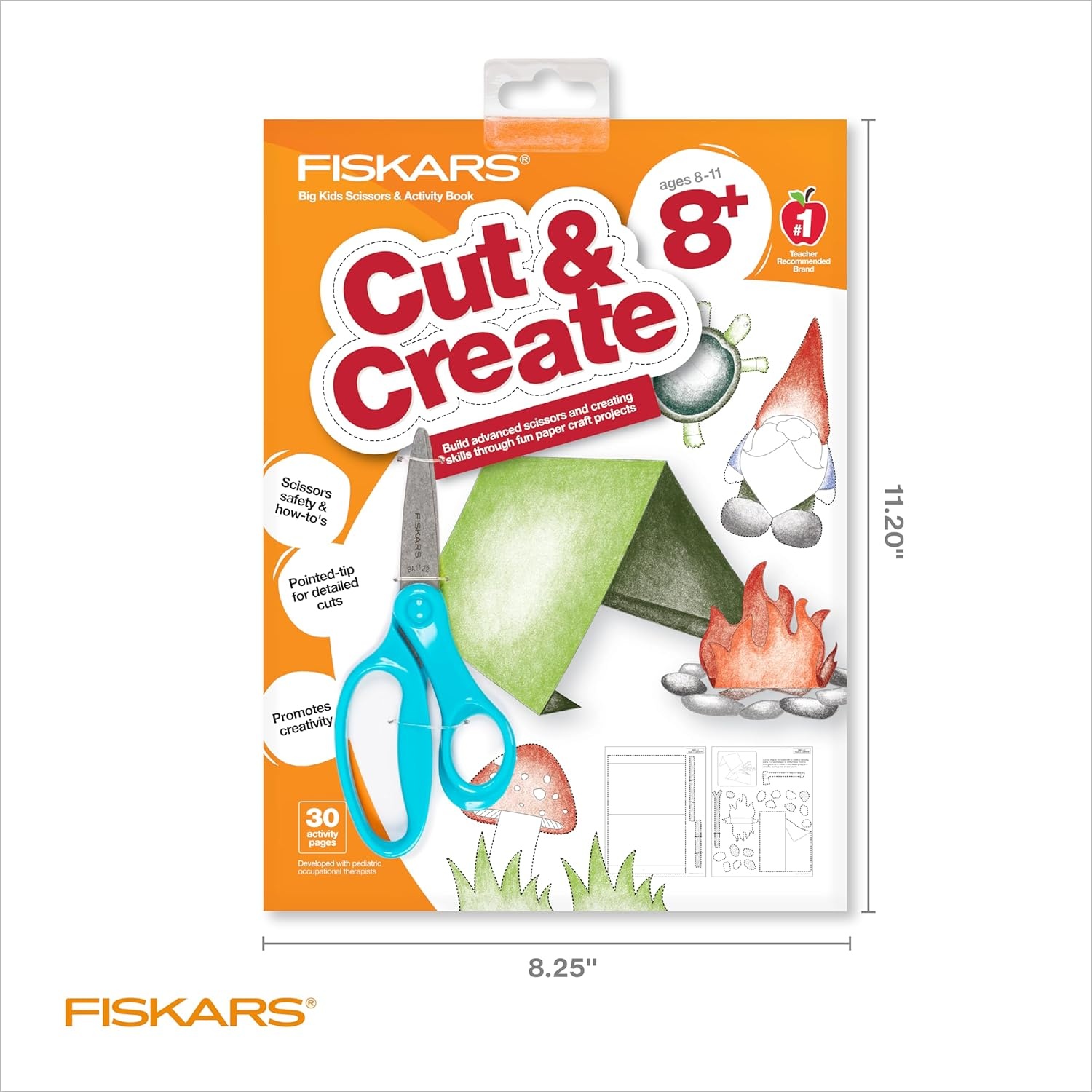 Fiskars Cut & Create Activity Book with 6″ Big Kids Scissors, For Ages 8+(Ages 8+)