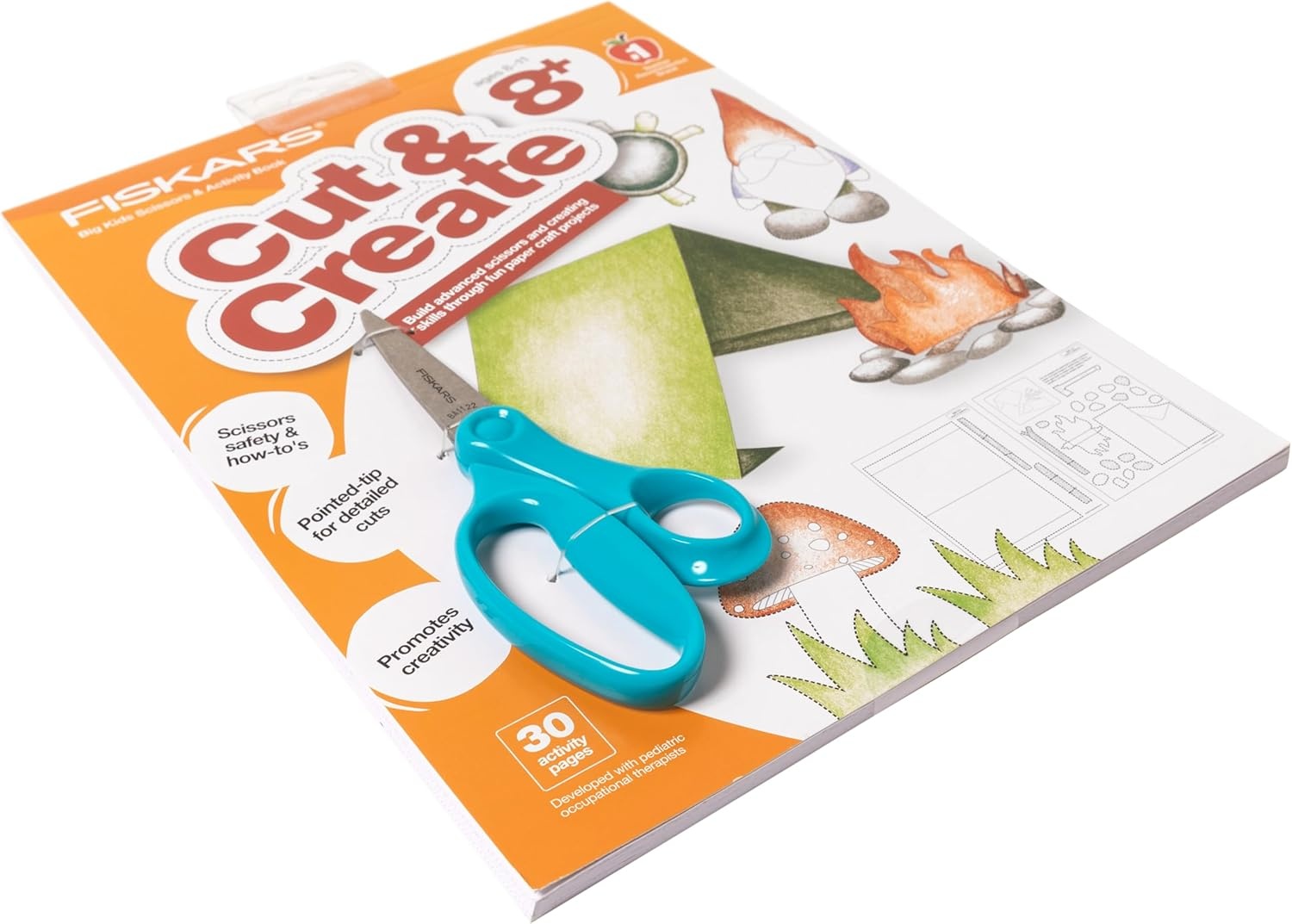 Fiskars Cut & Create Activity Book with 6″ Big Kids Scissors, For Ages 8+(Ages 8+)