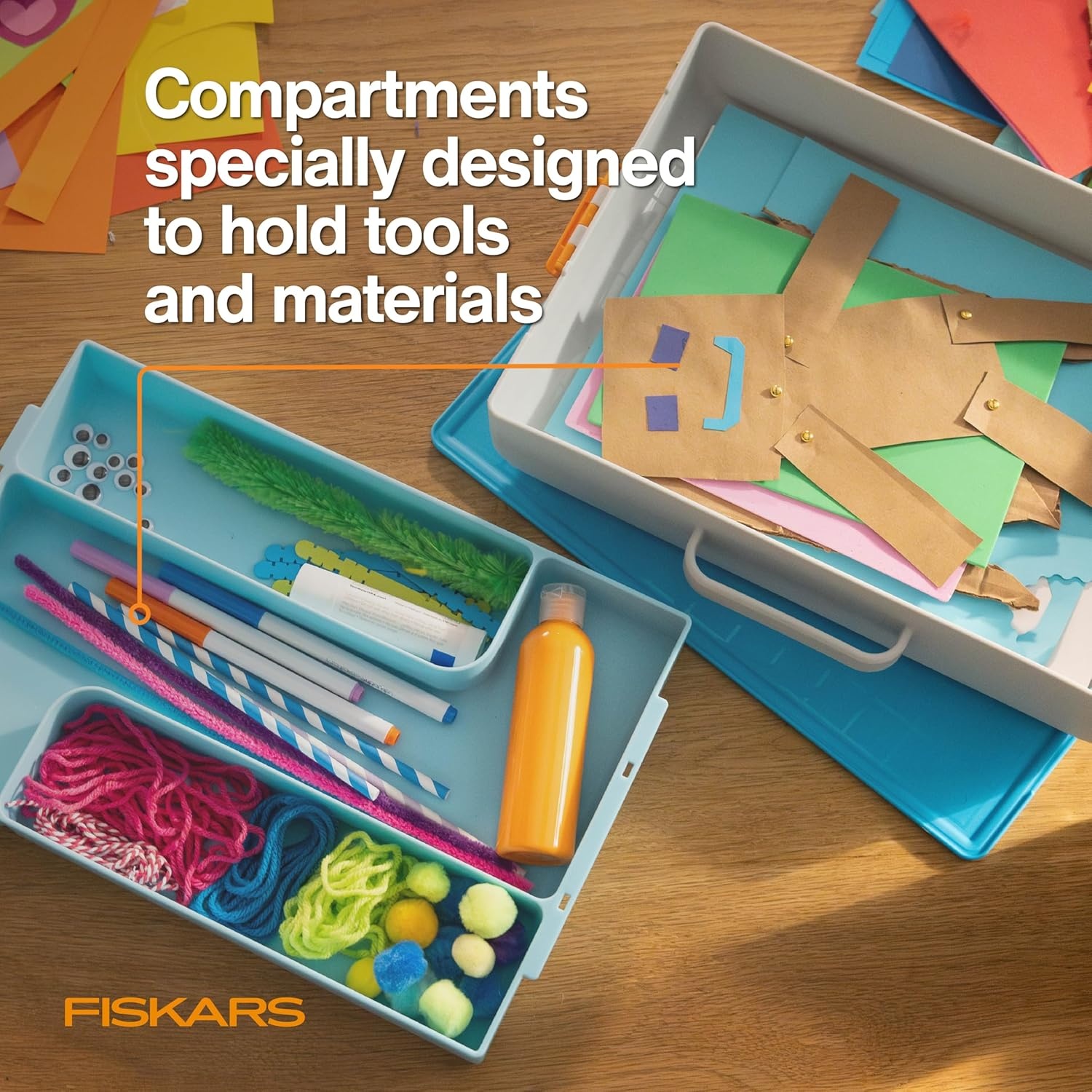 Fiskars Kids Cutting Pen with Foldable Non-Slip Mat – Safe Precision Tool for Crafting and School Projects(Creating Toolbox)