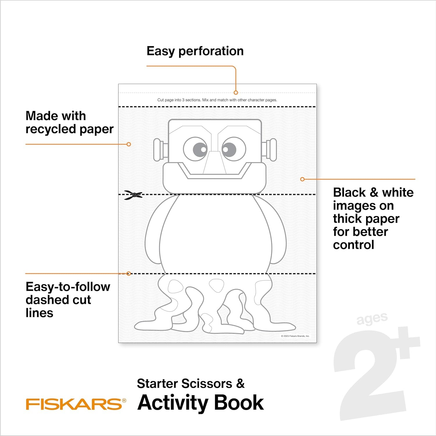 Fiskars Cut & Create Activity Book with 6″ Big Kids Scissors, For Ages 8+(Ages 2+)