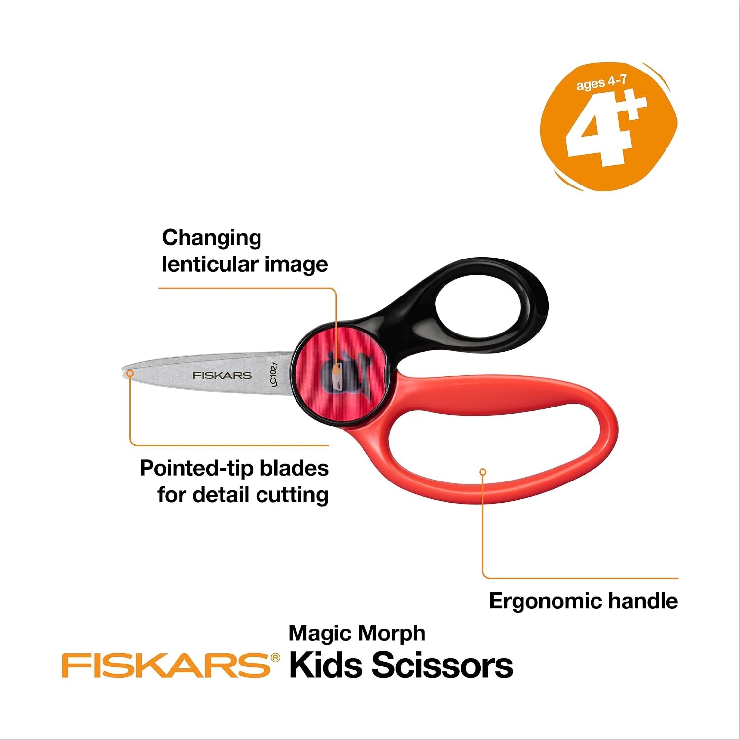 FISKARS Magic Morph Kids Scissors – Image Moves when Tilted – Pointed-tip for Ages 4+ – Fun Ninja Design – Back to School Supplies(Ninja)