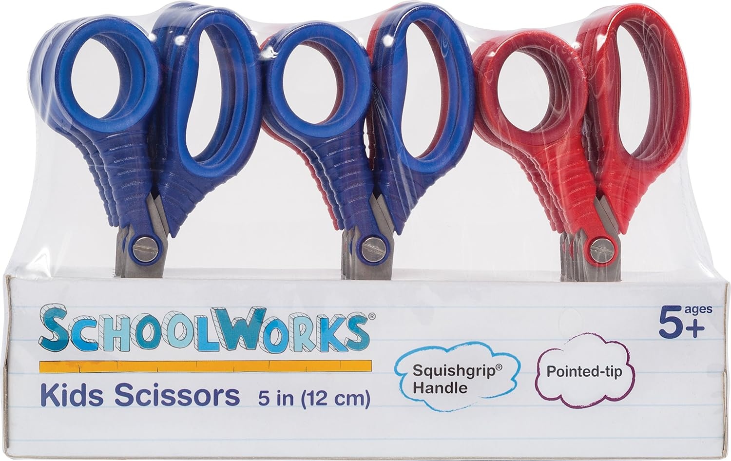 Fiskars Schoolworks 5″ Scissors for Kids Ages 4-7 (12-Pack), Blunt-Tip Scissors for Kids, Back to School Supplies, Red and Blue(Pointed)