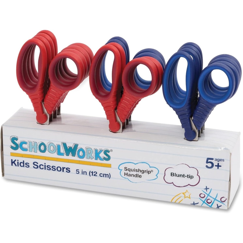 Fiskars Schoolworks 5″ Scissors for Kids Ages 4-7 (12-Pack), Blunt-Tip Scissors for Kids, Back to School Supplies, Red and Blue(Blunt)