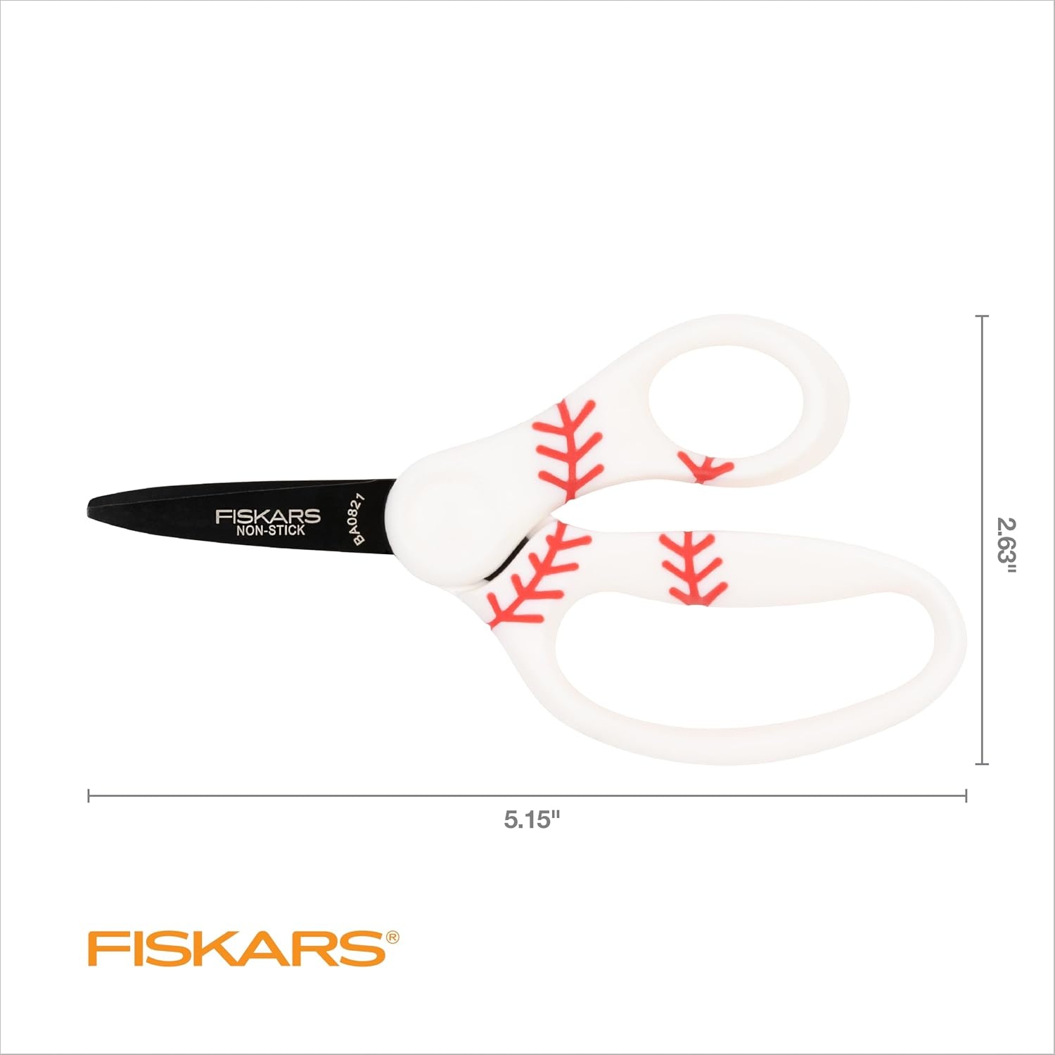 Fiskars 5″ Pointed-Tip Scissors for Kids 4-7 with Non-Stick Blades (1-Pack) – Scissors for School or Crafting – Back to School Supplies – Baseball/Softball