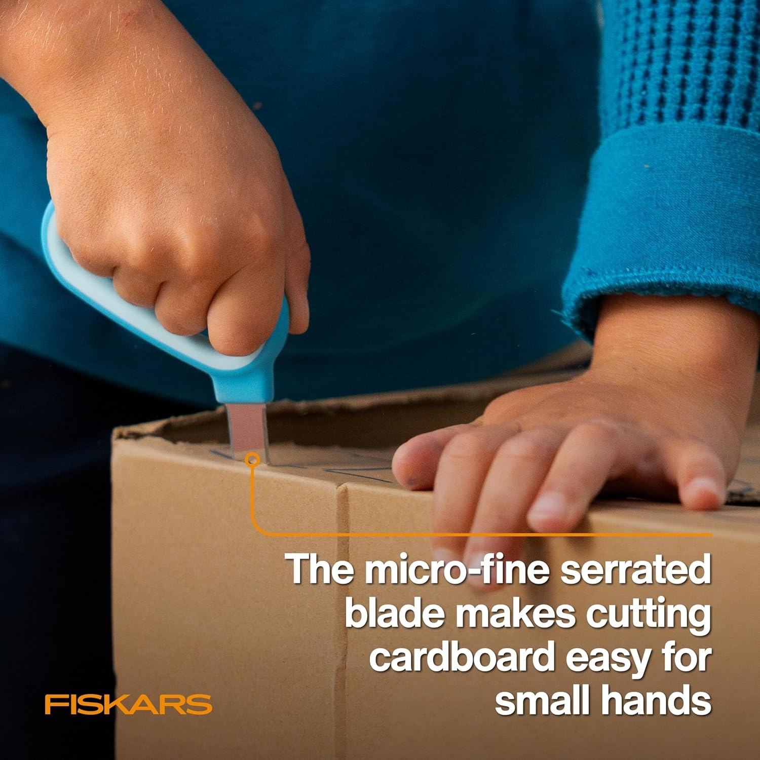 Fiskars Kids Cardboard Creator – Safer Cardboard Cutting Tool with Ergonomic SoftGrip Handle, For Craft and School Supplies, 5 inches(Cardboard Creator)