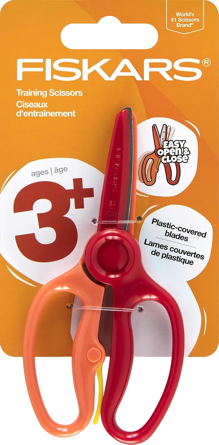 Fiskars Training Scissors for Preschoolers Ages 3+, Small Kids Safety Scissors with Training Lever, Easy to Use, Preschooler Art Supplies, Back To School, Turquoise(Single Pack)