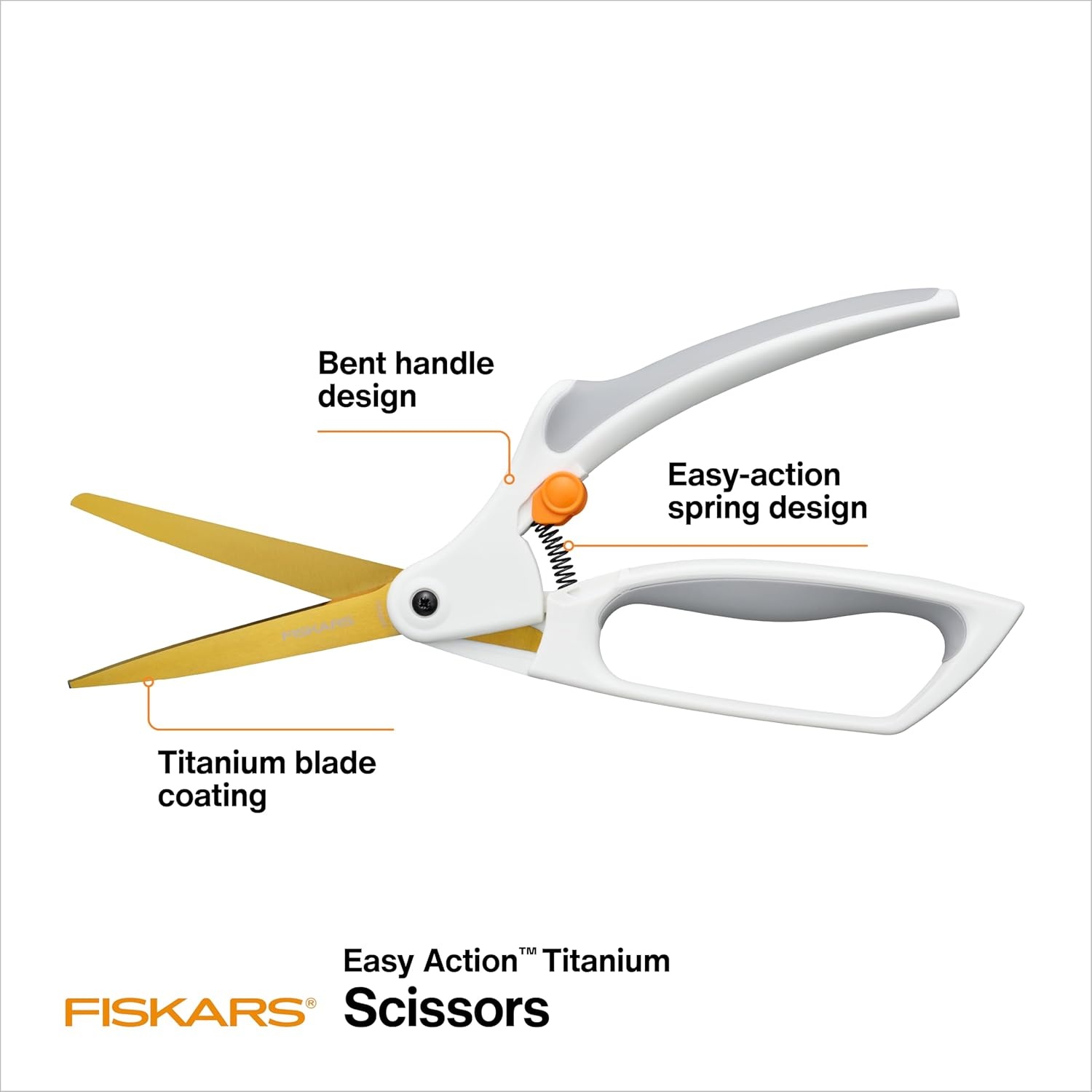 Fiskars Micro-Tip Scissors, Precision Cutting Shears, Titanium Blades & SoftGrip Handle for Intricate Cuts, 5, White/Gray(Bent Handle Titanium Easy Action)