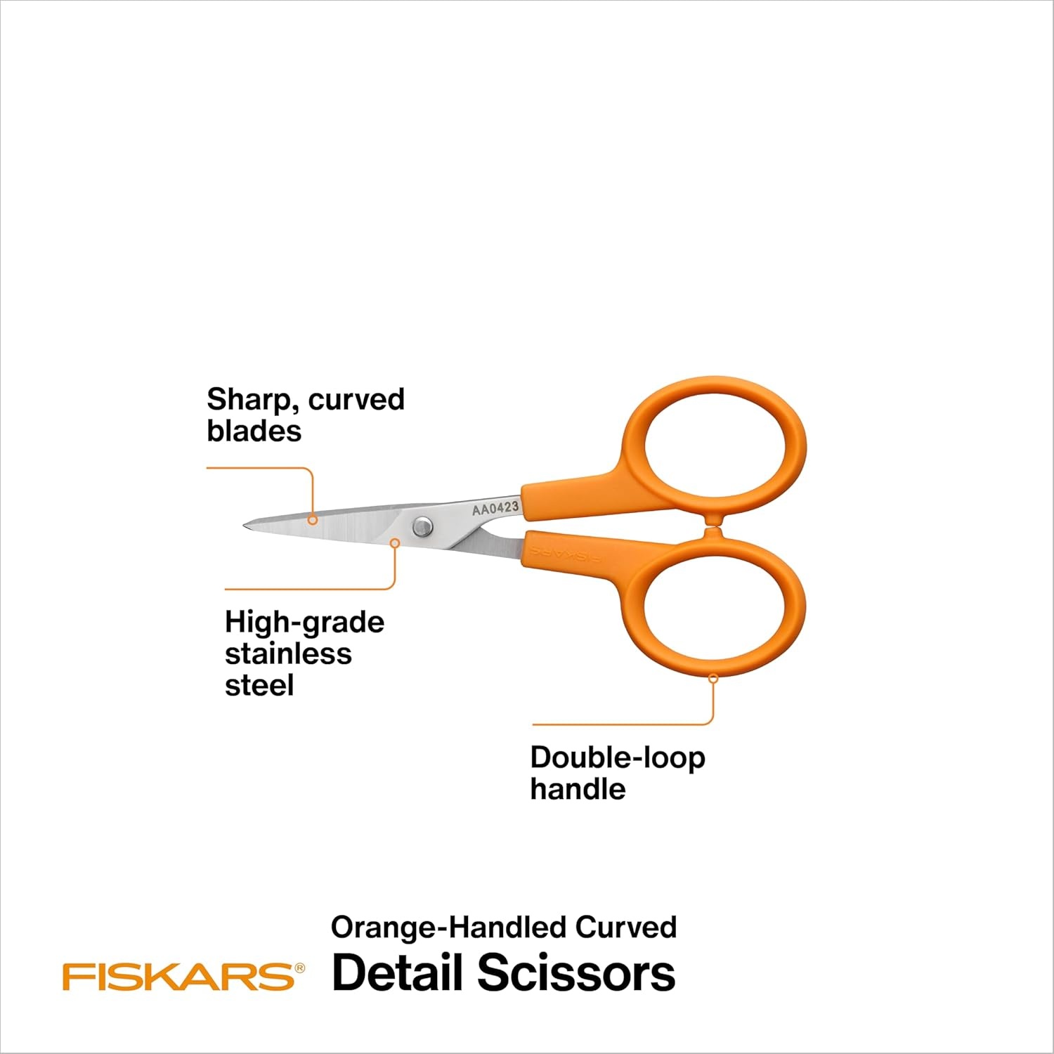 Fiskars 98087097J Curved Craft Scissors, 4 Inch, steel and orange(4 inches)