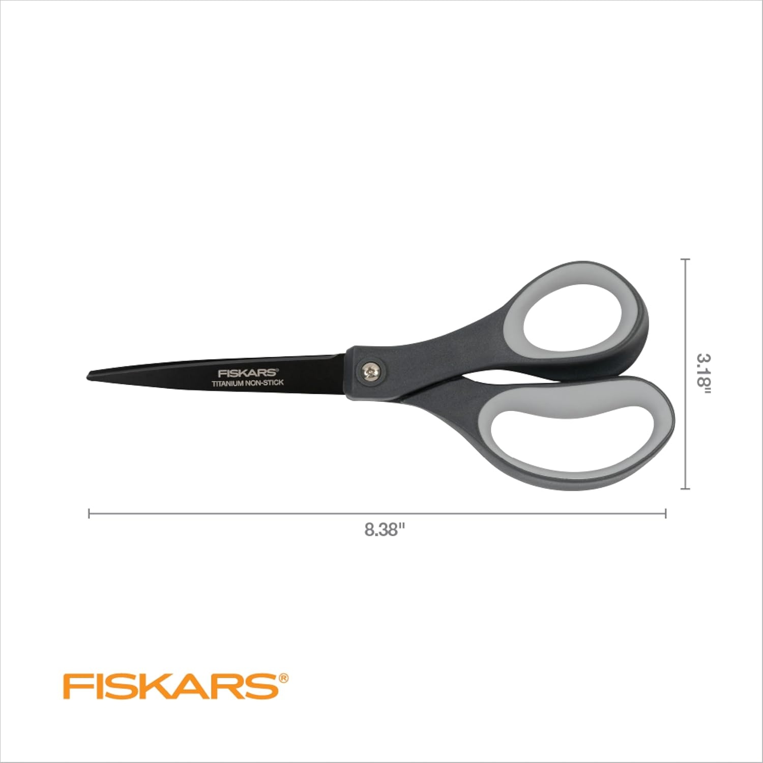 Fiskars 8 Left-Handed Titanium Scissors, SoftGrip Handle for Comfort, Durable Stainless Steel Blades for Home and Office Use(Non-Stick Titanium / SoftGrip)