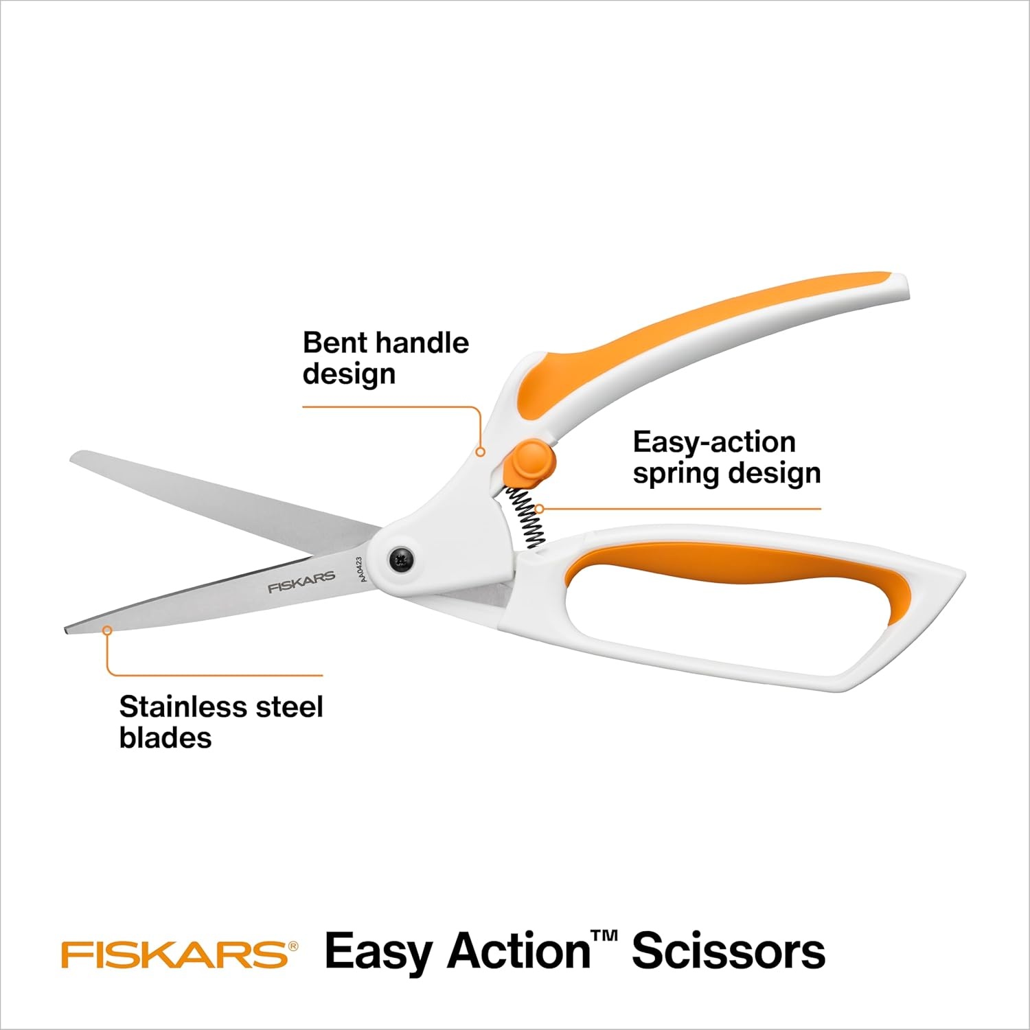 Fiskars Micro-Tip Scissors, Precision Cutting Shears, Titanium Blades & SoftGrip Handle for Intricate Cuts, 5, White/Gray(Bent Handle Stainless Steel Easy Action)