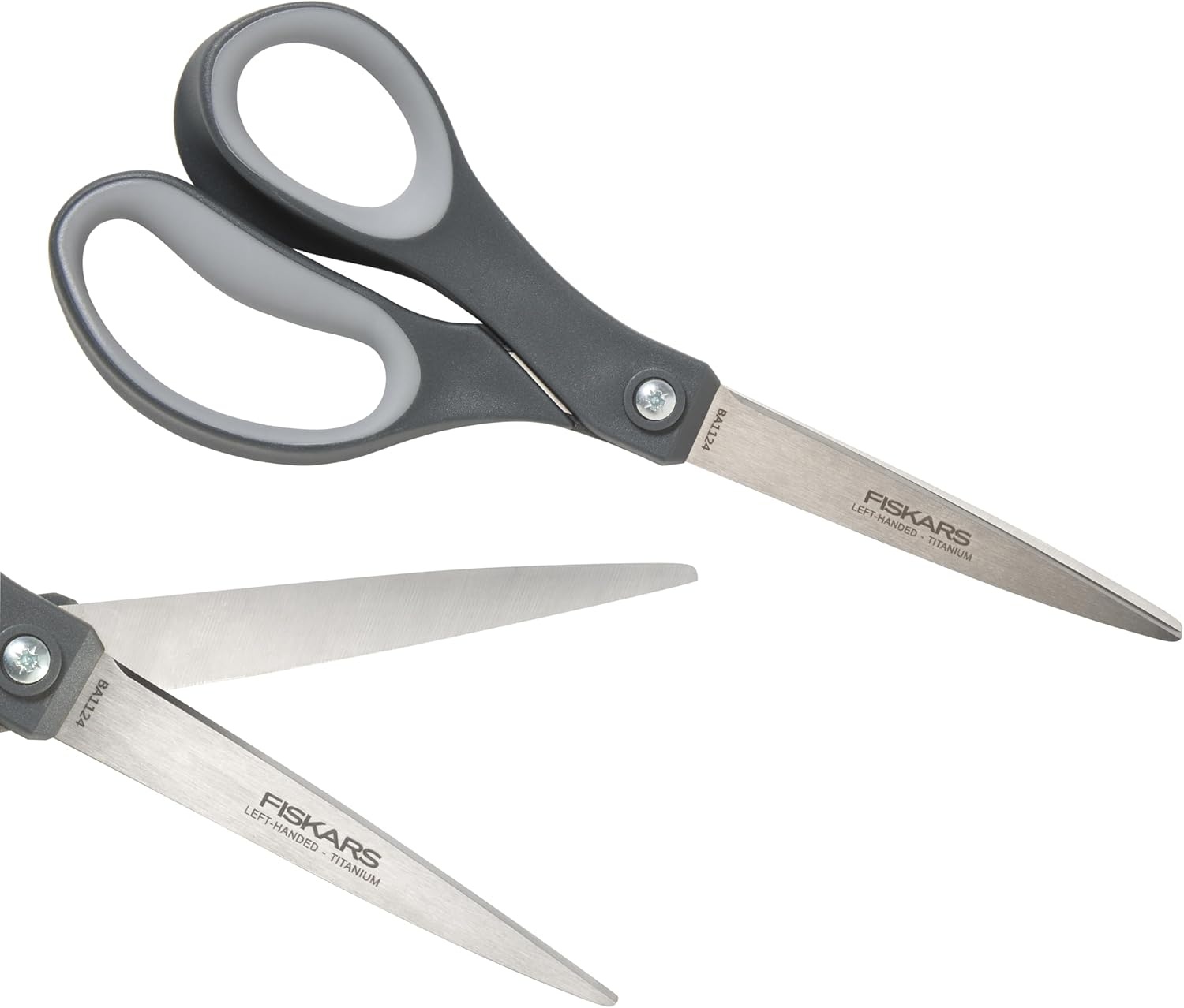 Fiskars 8 Left-Handed Titanium Scissors, SoftGrip Handle for Comfort, Durable Stainless Steel Blades for Home and Office Use(Left Handed Titanium / SoftGrip)