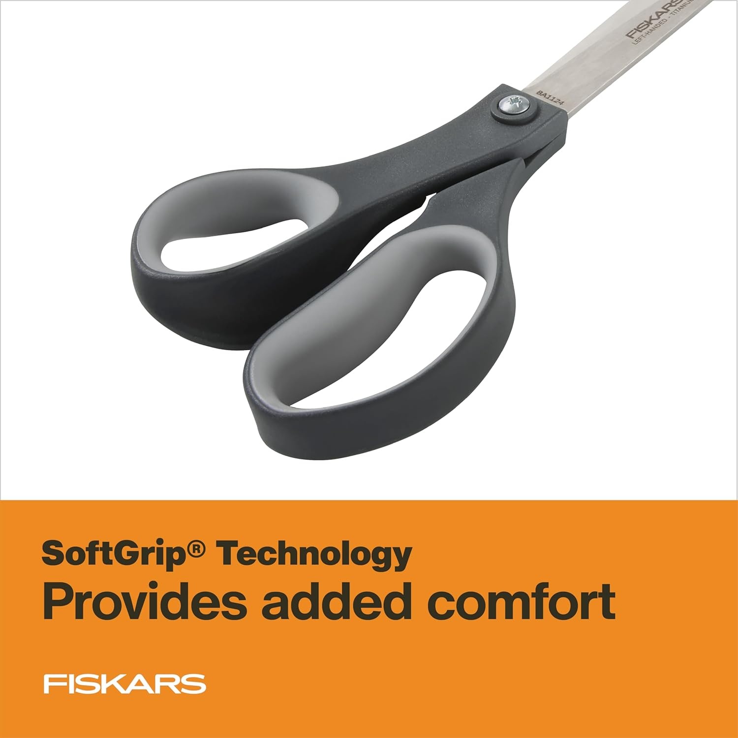 Fiskars 8 Left-Handed Titanium Scissors, SoftGrip Handle for Comfort, Durable Stainless Steel Blades for Home and Office Use(Left Handed Titanium / SoftGrip)