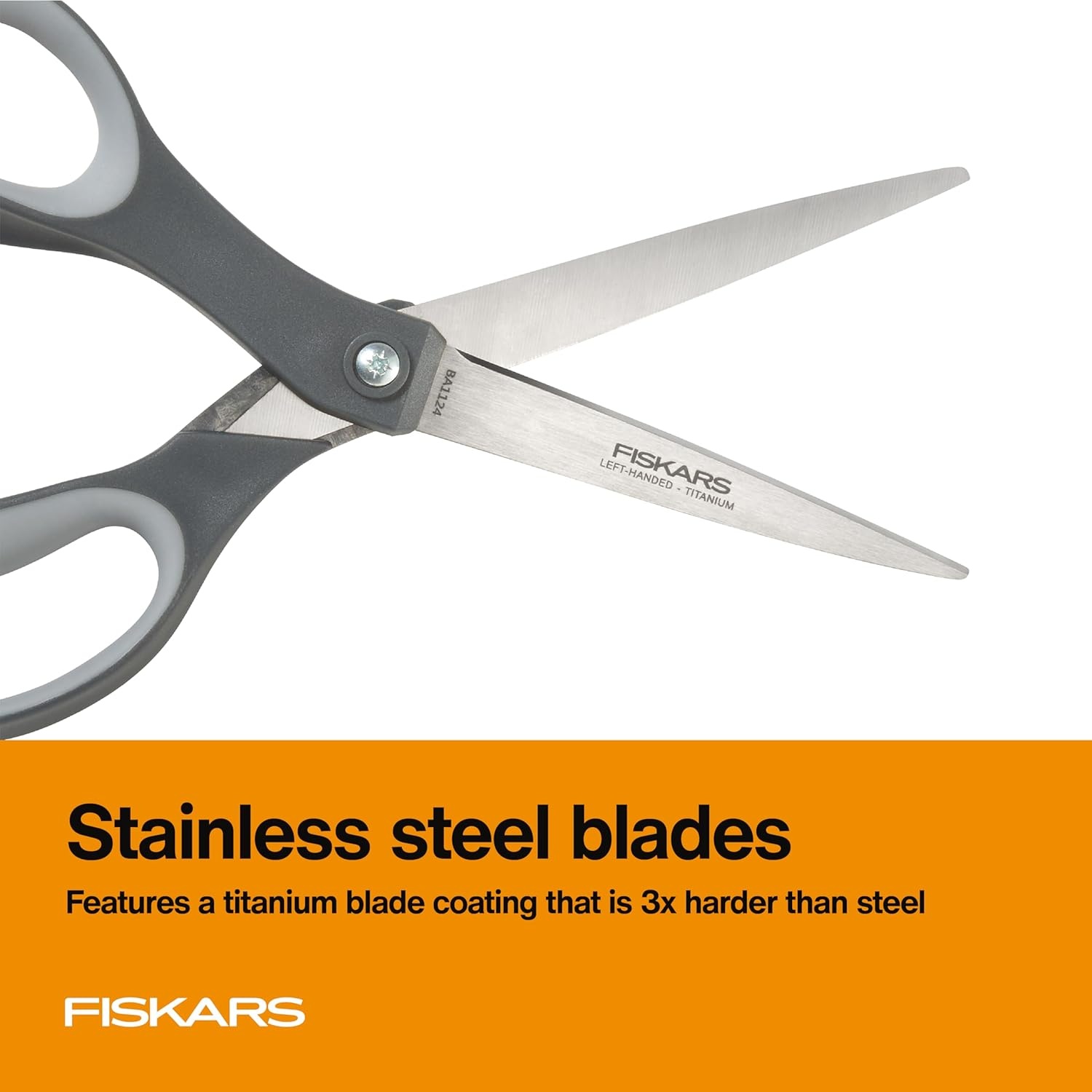 Fiskars 8 Left-Handed Titanium Scissors, SoftGrip Handle for Comfort, Durable Stainless Steel Blades for Home and Office Use(Left Handed Titanium / SoftGrip)