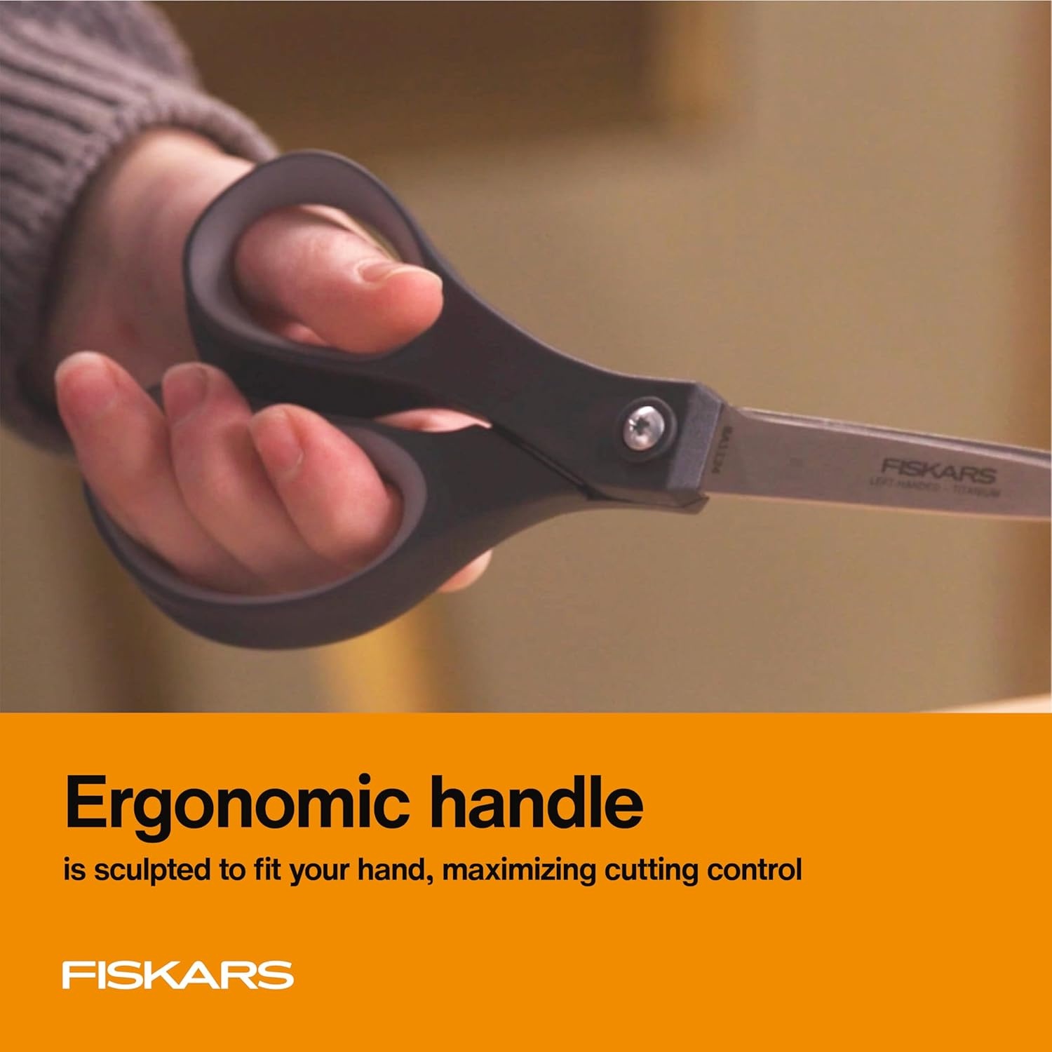 Fiskars 8 Left-Handed Titanium Scissors, SoftGrip Handle for Comfort, Durable Stainless Steel Blades for Home and Office Use(Left Handed Titanium / SoftGrip)