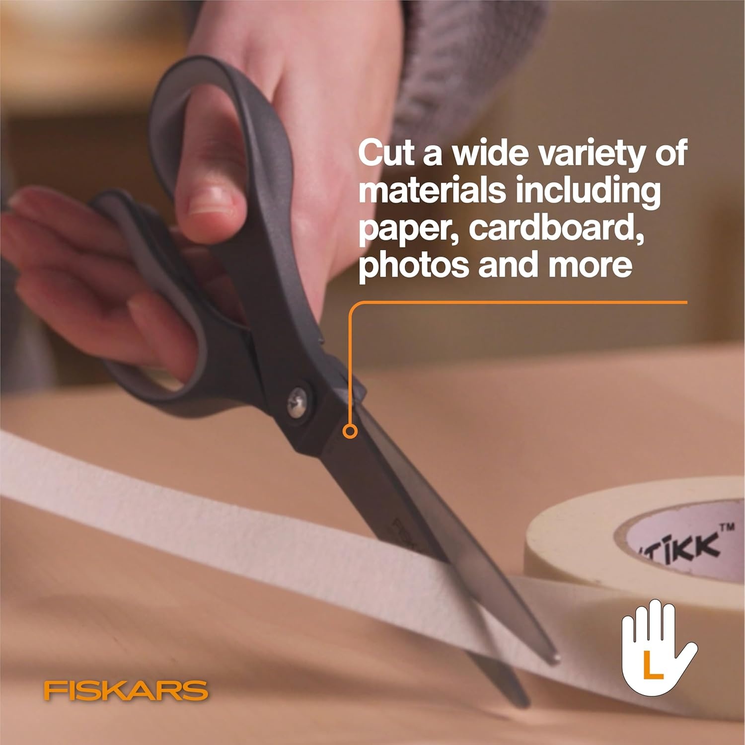 Fiskars 8 Left-Handed Titanium Scissors, SoftGrip Handle for Comfort, Durable Stainless Steel Blades for Home and Office Use(Left Handed Titanium / SoftGrip)