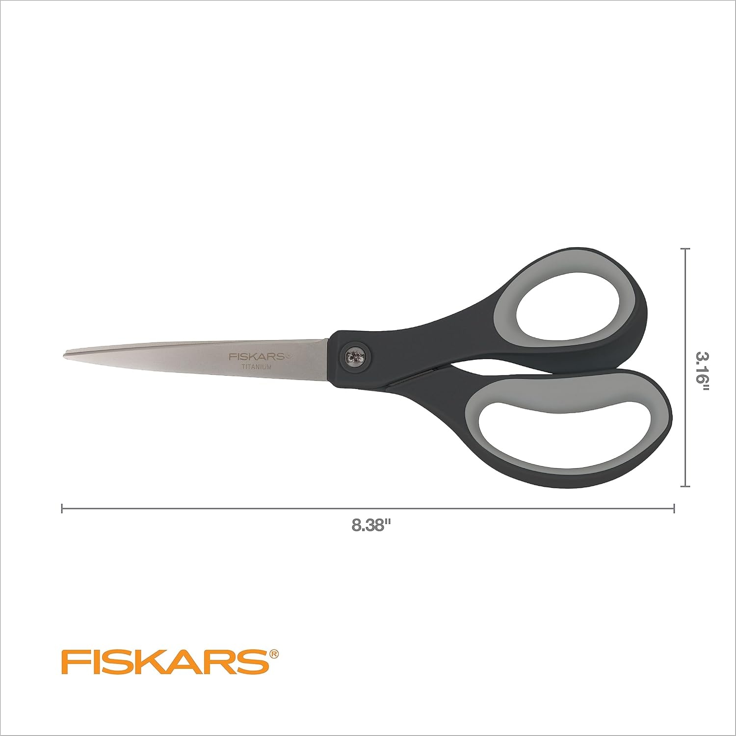 Fiskars 8″ Comfort Grip Titanium All Purpose Scissors, Sharp Stainless Steel Blades for Everyday Cutting Tasks, Home, Office, and Arts & Crafts, Gray