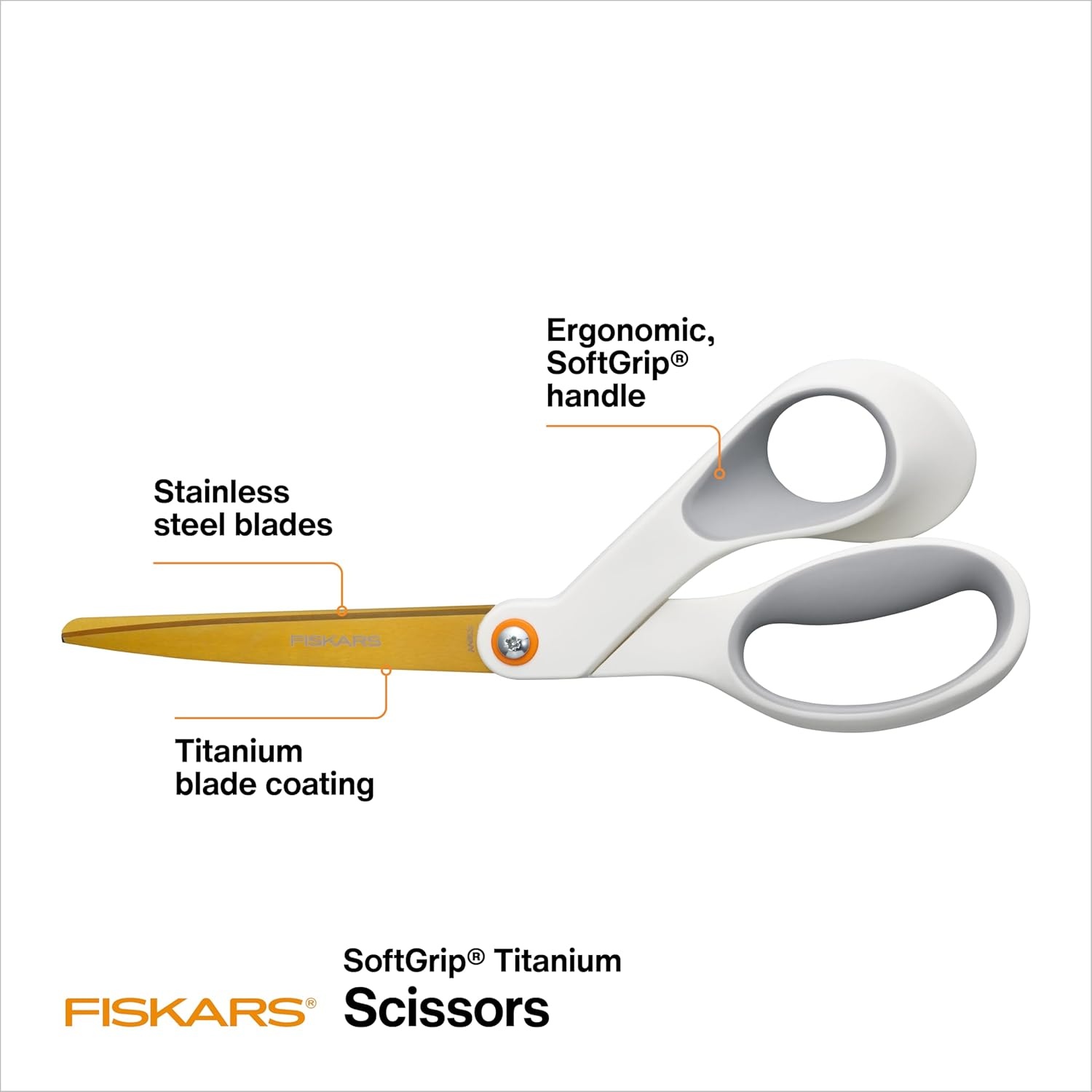 Fiskars Micro-Tip Scissors, Precision Cutting Shears, Titanium Blades & SoftGrip Handle for Intricate Cuts, 5, White/Gray(SoftGrip Titanium)
