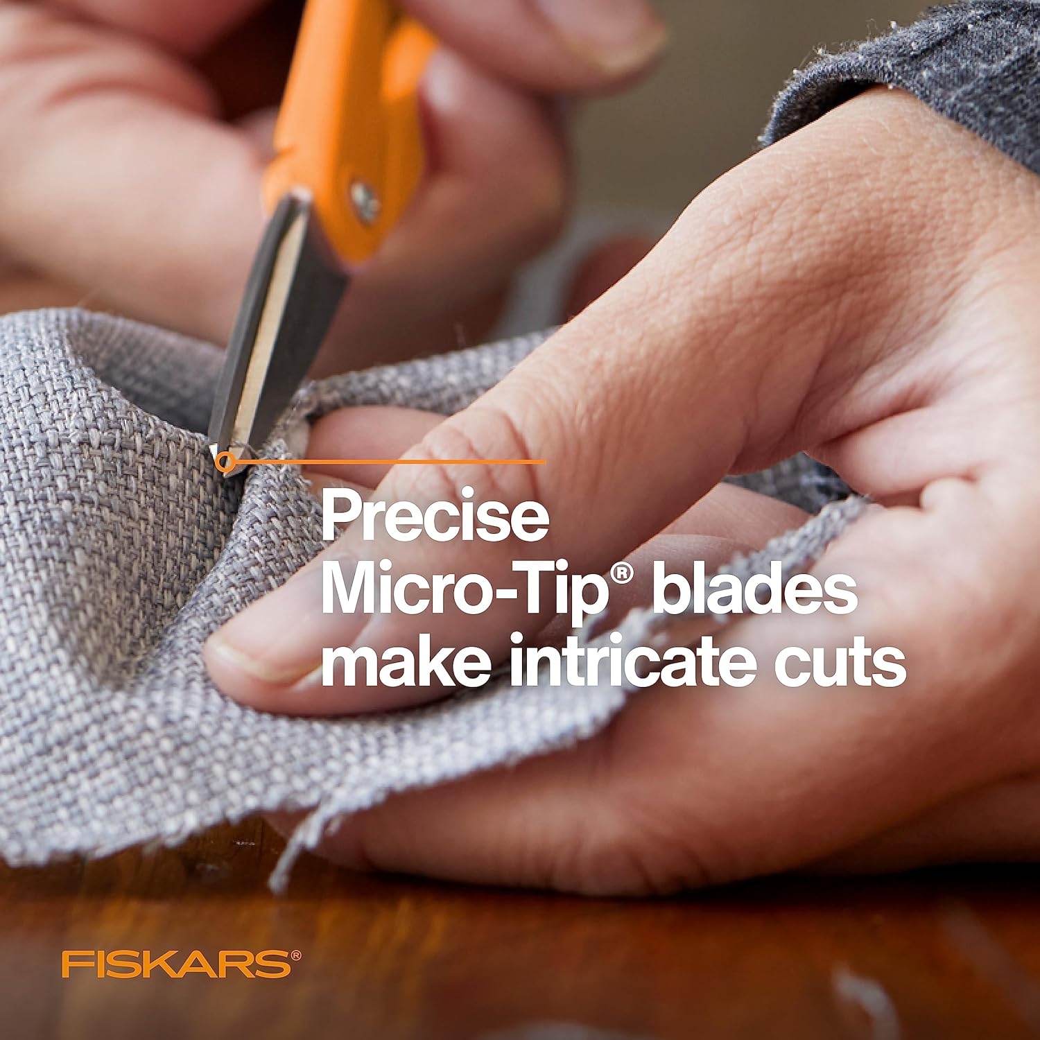 Fiskars Premier No. 5 Micro-Tip Orange-Handled Fabric Scissors, Double Loop Handle, Sewing and Craft Scissors, Orange(5 inches (Pack of 12))