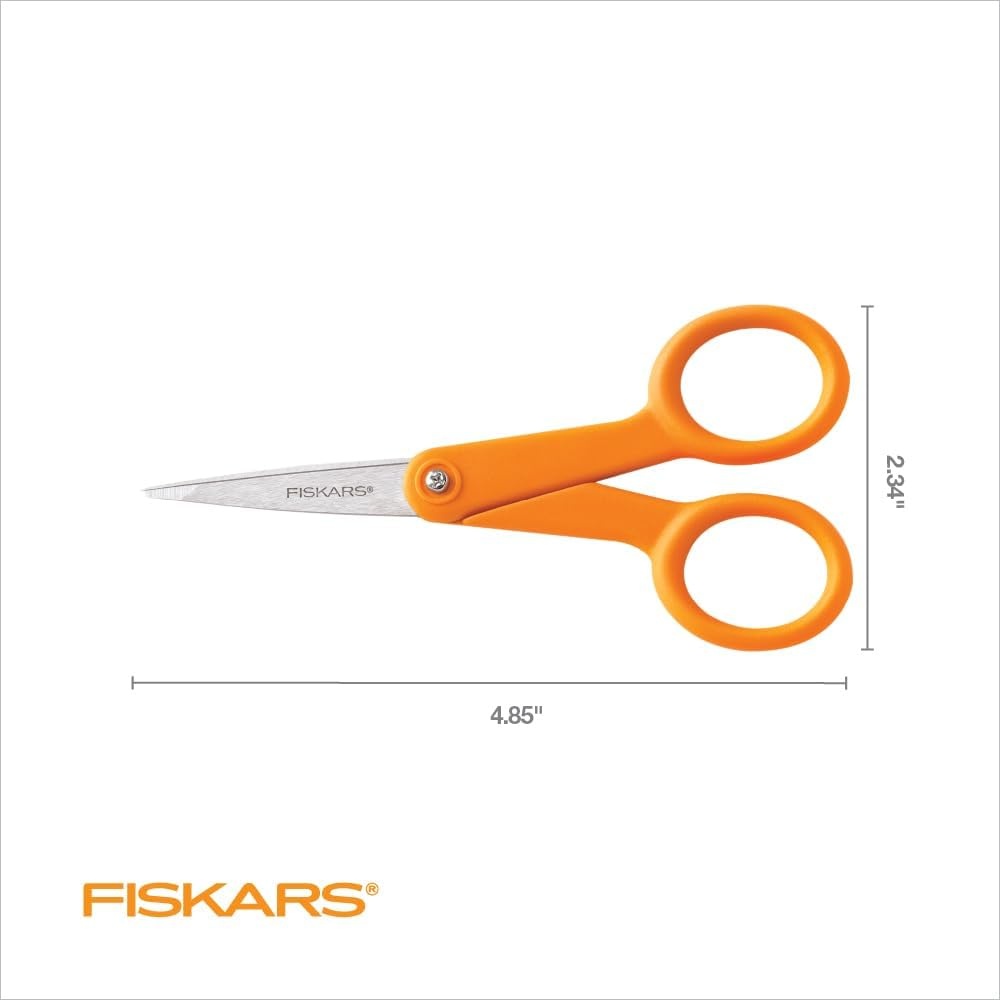 Fiskars Premier No. 5 Micro-Tip Orange-Handled Fabric Scissors, Double Loop Handle, Sewing and Craft Scissors, Orange(5 inches (Pack of 12))