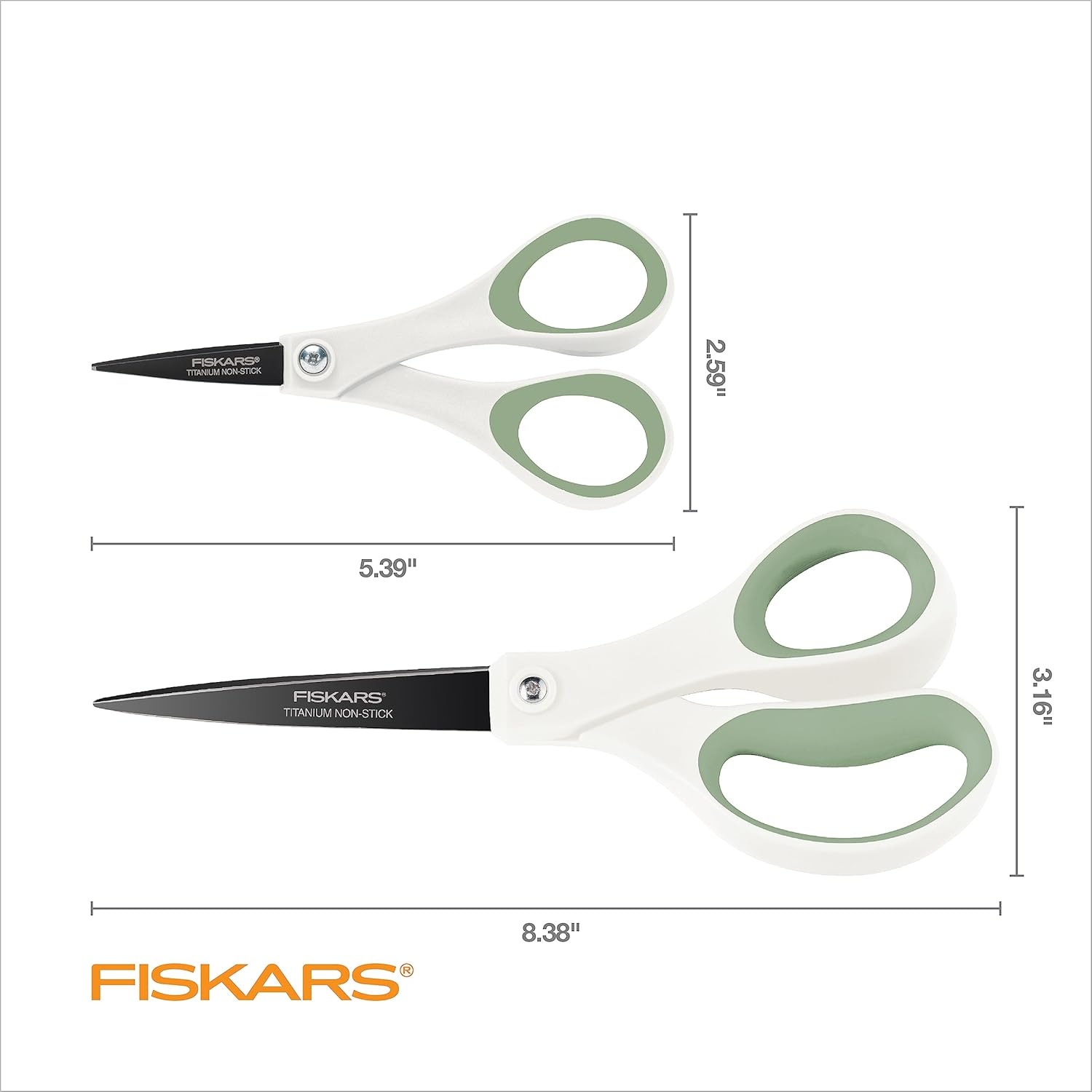 Fiskars Everyday Fashion Scissors, Non-Stick Stainless Steal Blades, Forest Fern, 2-Pack, 8 Inches and 5 Inches