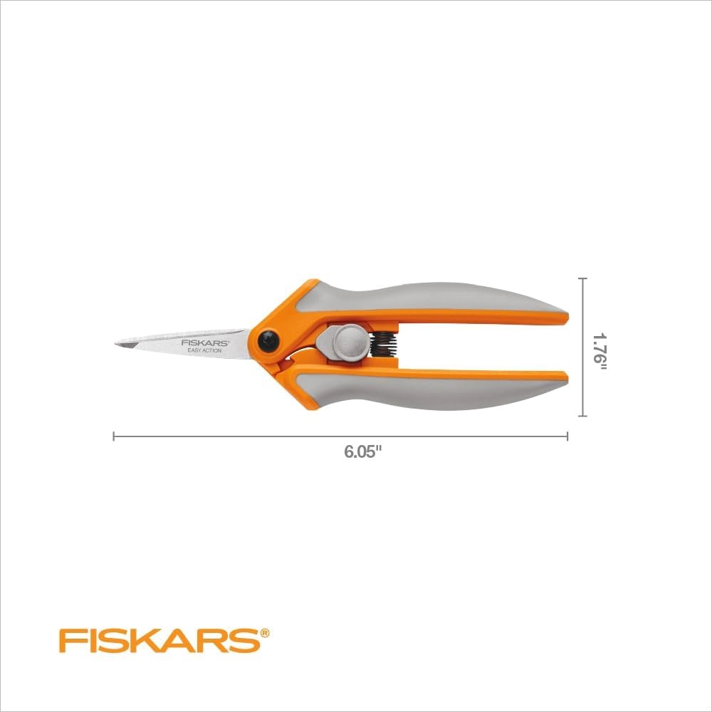 Fiskars RazorEdge Micro-Tip Easy Action Scissors – 6″ – Stainless Steel Fabric Scissors – Arts and Crafts – Orange(6 Inch)