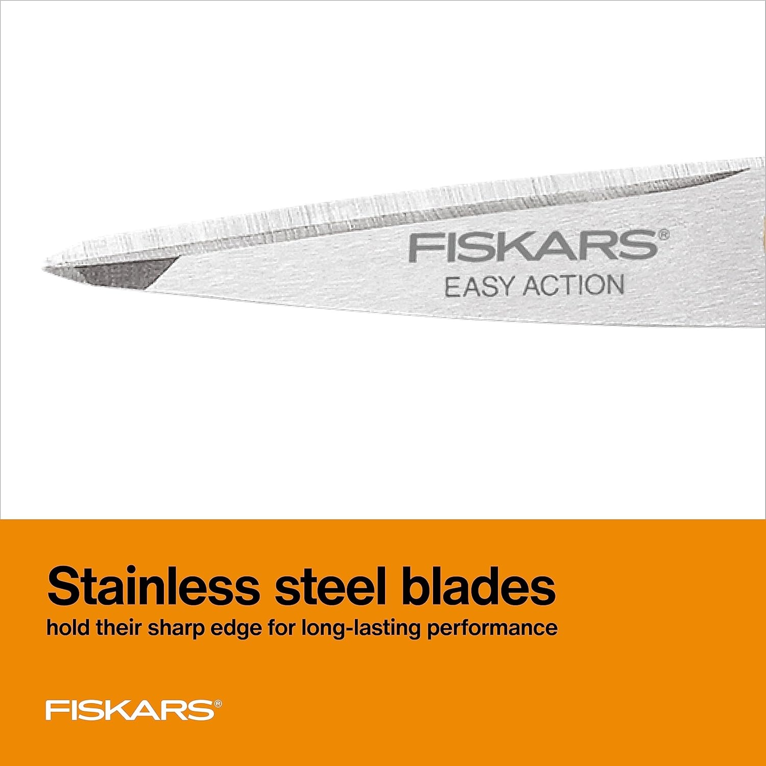 Fiskars RazorEdge Micro-Tip Easy Action Scissors – 6″ – Stainless Steel Fabric Scissors – Arts and Crafts – Orange(6 Inch)