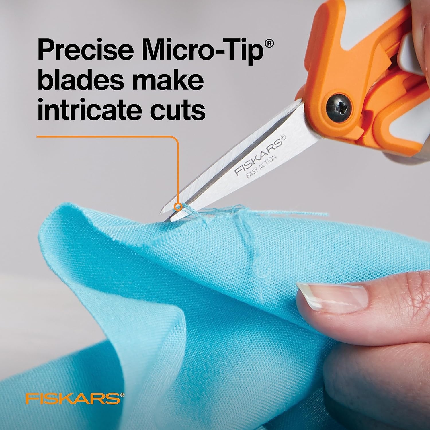 Fiskars RazorEdge Micro-Tip Easy Action Scissors – 6″ – Stainless Steel Fabric Scissors – Arts and Crafts – Orange(6 Inch)