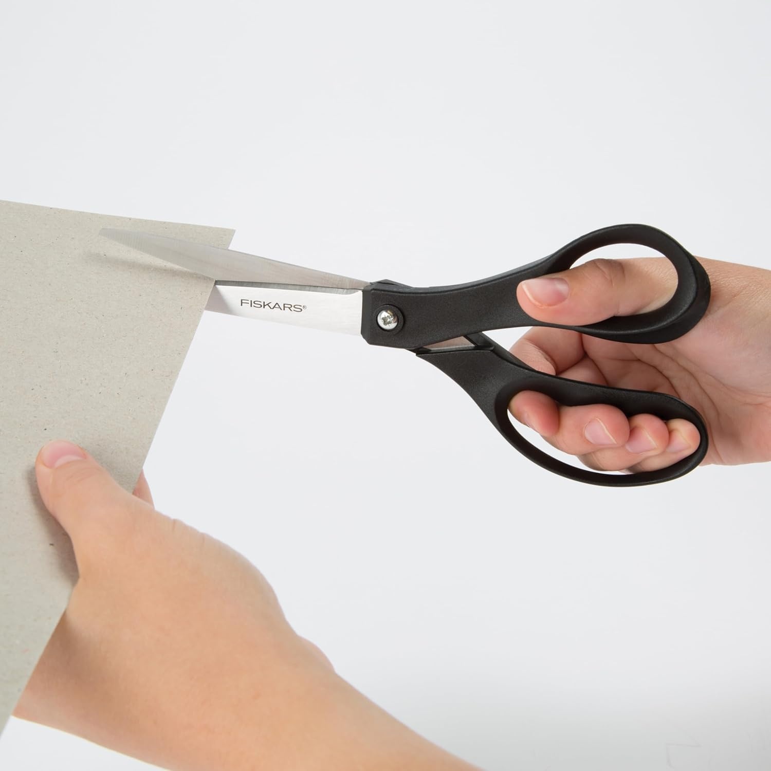 Fiskars 8 Everyday Recycled Stainless Steel Scissors (1-Pack) with Ergonomic Handles, Home & Office Scissors for Cutting Paper, Cardboard, Photos and More, Gray