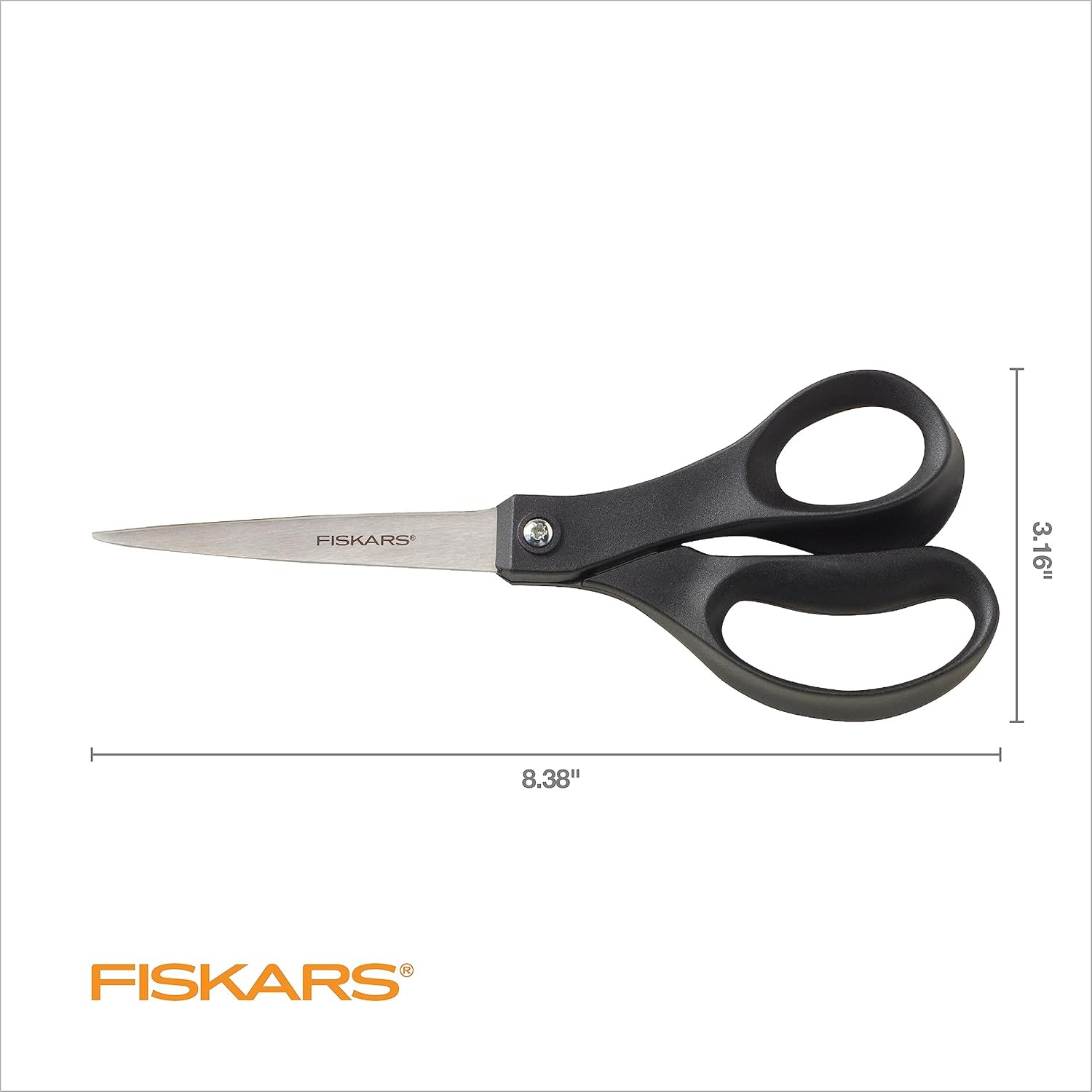 Fiskars 8 Everyday Recycled Stainless Steel Scissors (1-Pack) with Ergonomic Handles, Home & Office Scissors for Cutting Paper, Cardboard, Photos and More, Gray