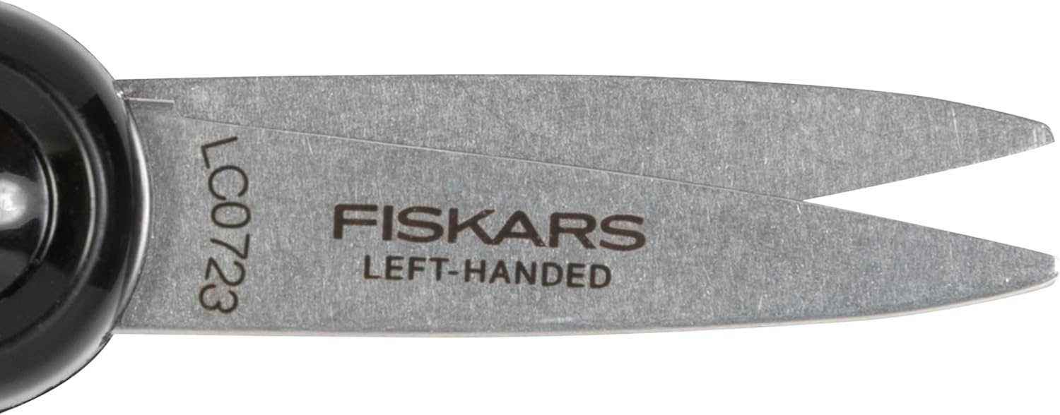 Fiskars 5″ Left-Handed Pointed-Tip Scissors for Kids Ages 4-7, Scissors for School or Crafting, Back to School Supplies, Black
